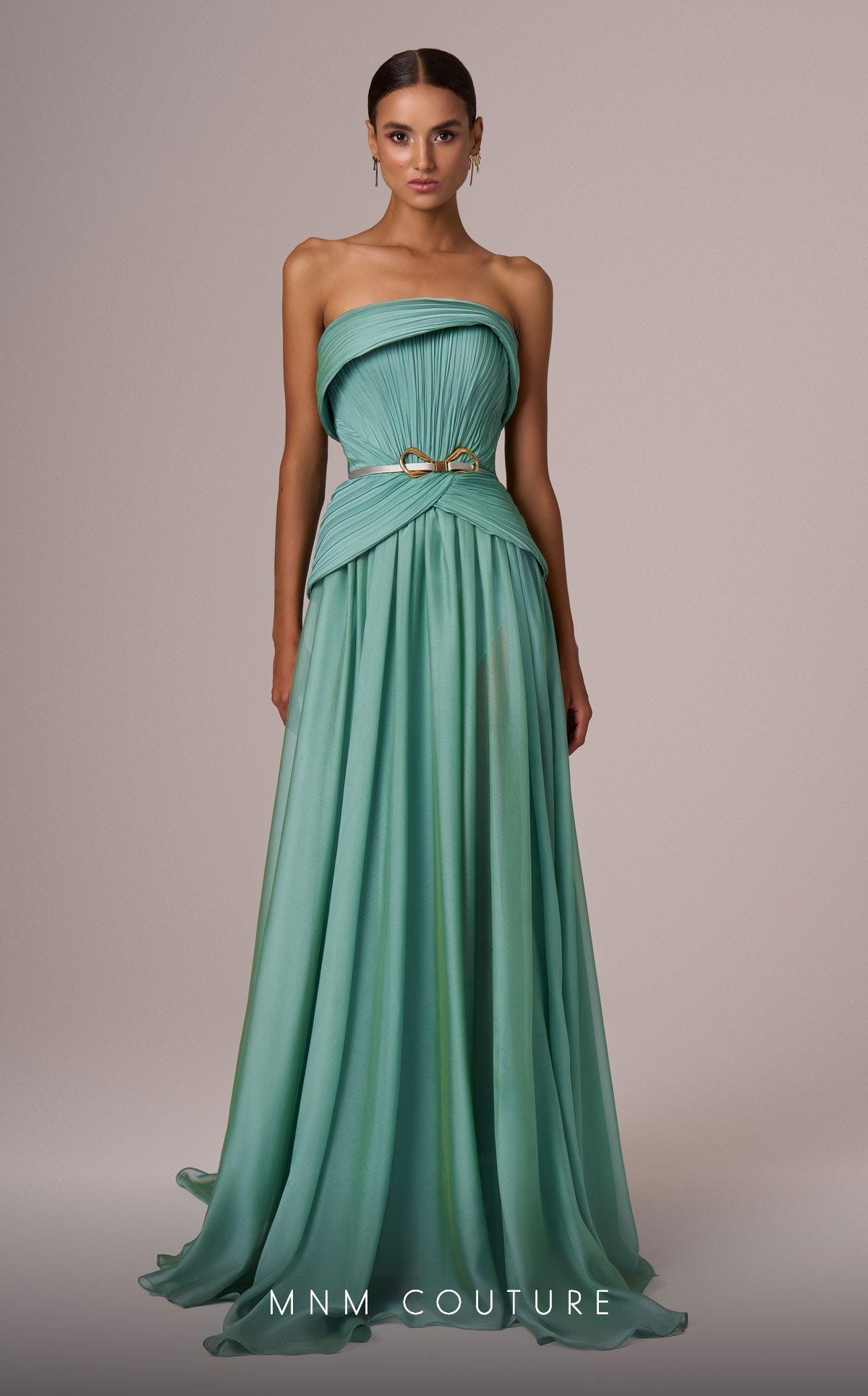 Strapless A-Line Gown by MNM Couture | Elegant Evening Dress E0082 | Perfect for Prom, Wedding & Formal Events
