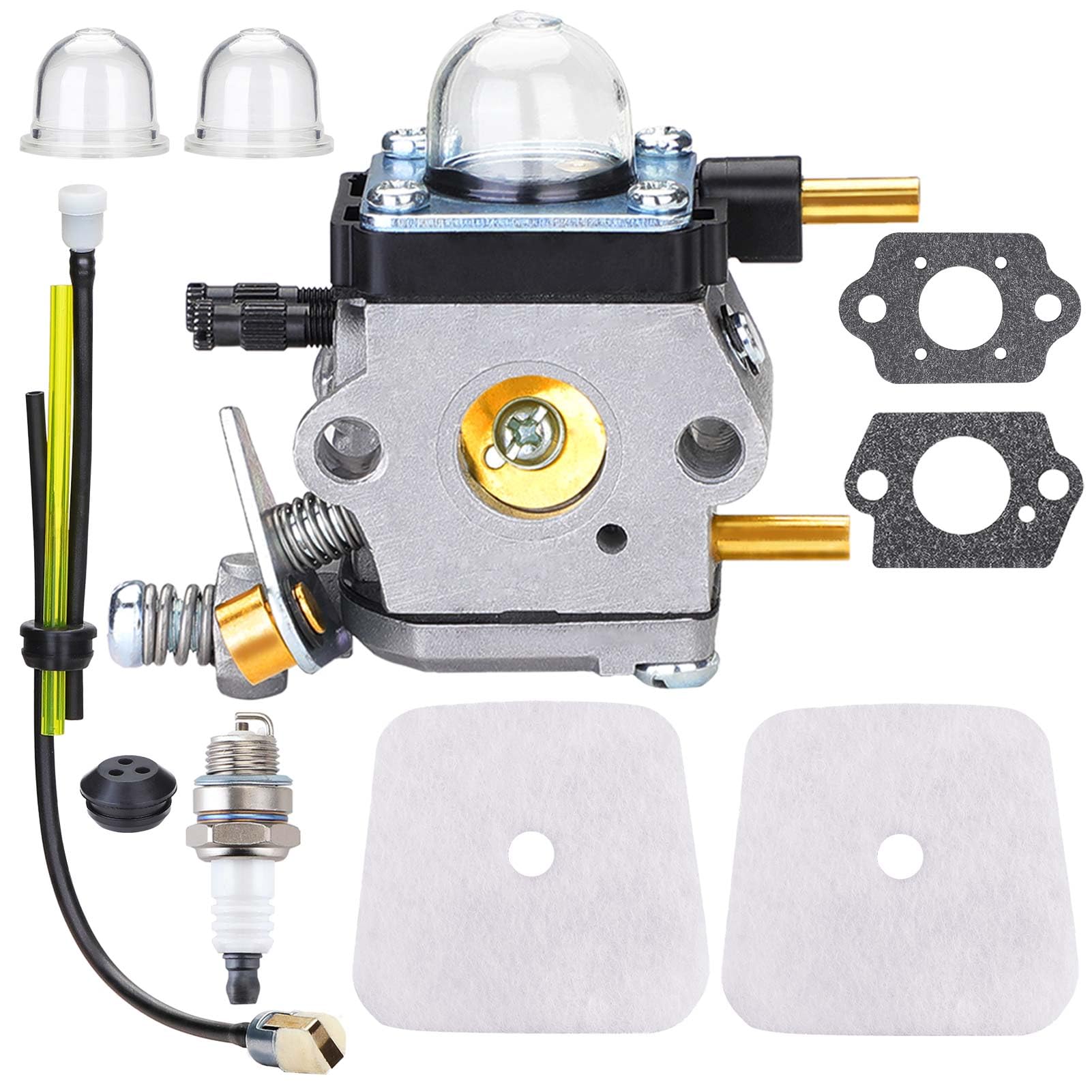 Premium C1U-K82 & C1U-K54A Carburetor for Mantis Tiller 7222 7222M 7225 7920 & Echo TC-210 HC-1500 - Complete Rebuild Kit with Primer Bulb & Fuel Line - Ideal for Garden Cultivation & Landscaping Maintenance