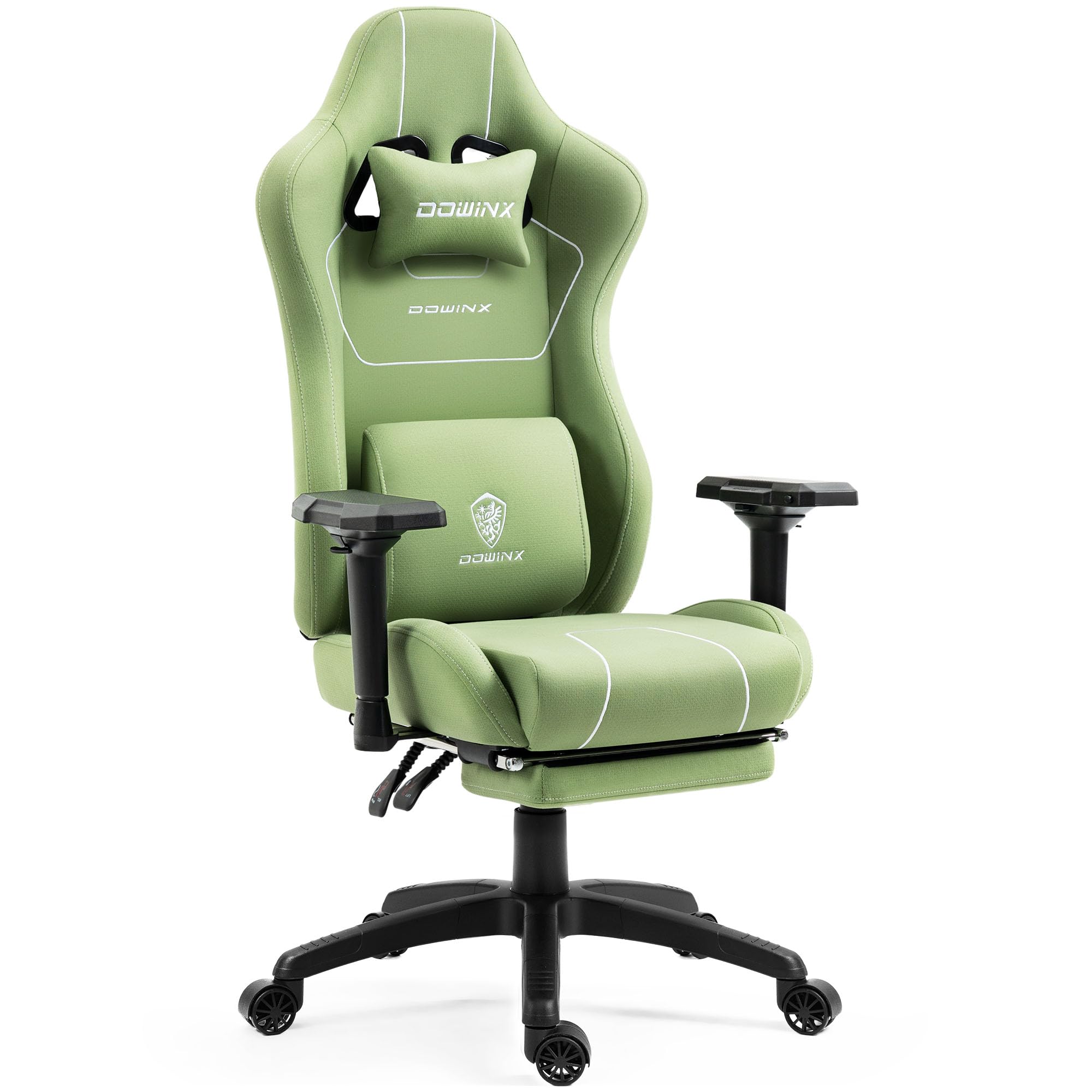 Dowinx Ergonomic Gaming Chair with Massage Lumbar Support - Breathable Tech Fabric & Pocket Spring Cushion - Adjustable Footrest & Reclining Office Chair for Adults & Teens (300lbs Capacity, Green) - Perfect for Long Gaming Sessions, Home Office Work & Esports Tournaments