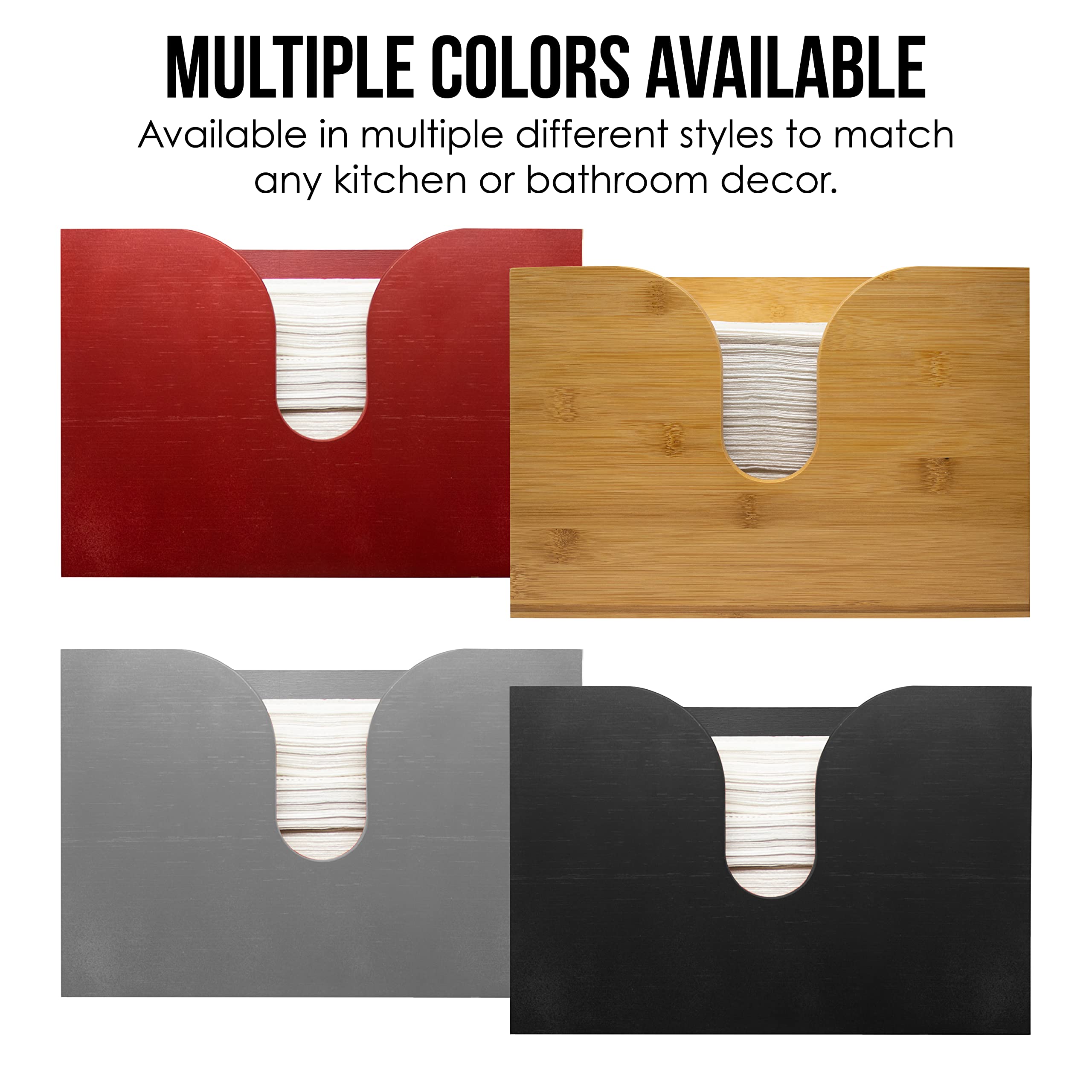 Eco-Friendly Bamboo Paper Towel Dispenser - Wall Mount & Countertop Kitchen & Bathroom Organizer - Holds Multifold, C-Fold & Trifold Paper Towels - Perfect for Home, Office & Restaurant Use