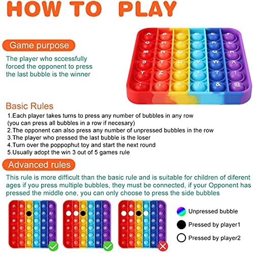 Double-Sided Pop It Alphabet & Numbers Chart - Reversible Educational Math Game Tool for Kids, Sensory Fidget Toy for Stress Relief, ADHD & Anxiety - Perfect for Classroom Learning & Home Schooling (ABC/123)