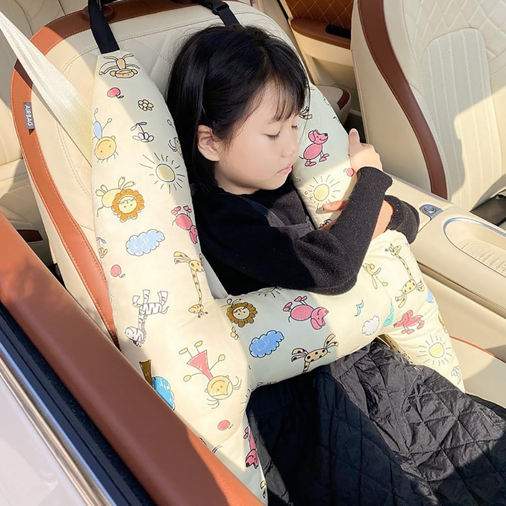 **Soft Car Travel Pillow for Kids & Adults - Neck & Head Support Cushion with Safety Strap - Airplane, Train & Car Seat Headrest - Perfect for Long Trips & Comfortable Sleep**    *(Use Case: Ideal for road trips, flights, train rides, and daily commutes to prevent neck strain and ensure restful sleep.)*