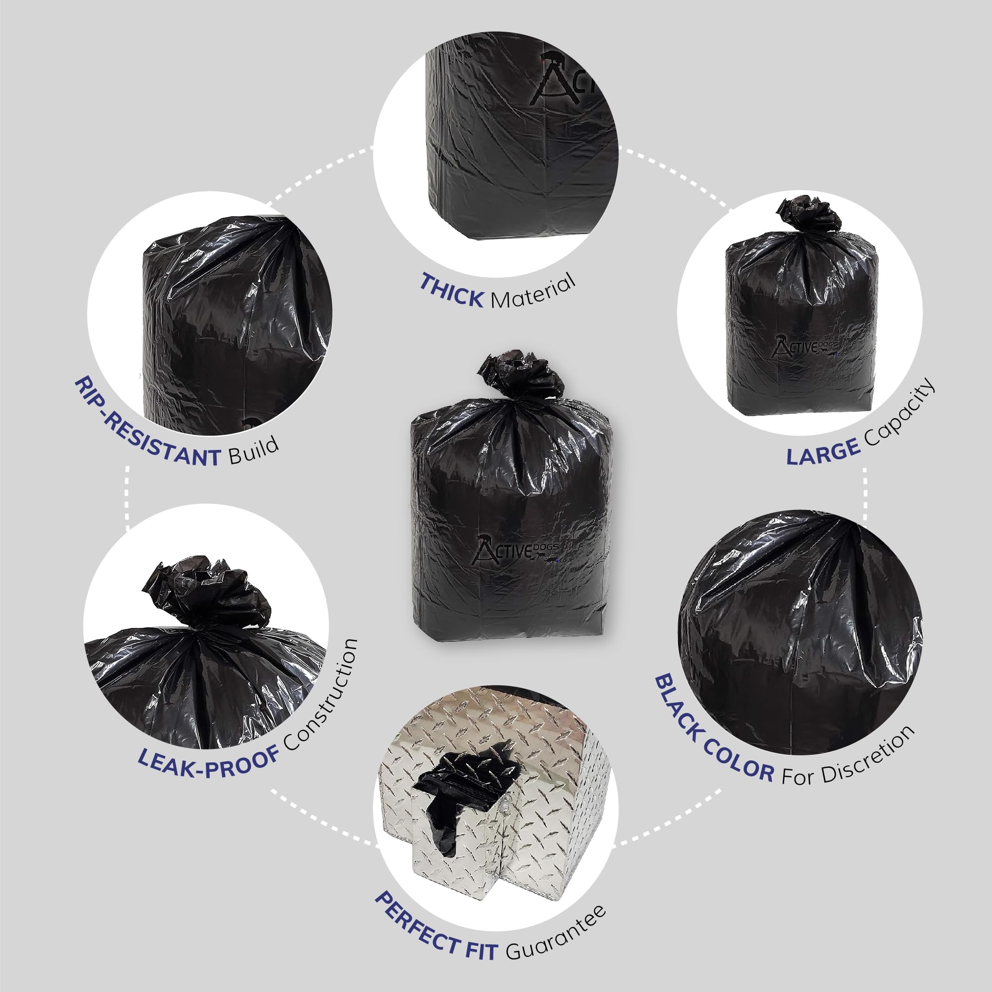 ActiveDogs Heavy Duty 5 Gallon Dog Poop Bucket Bags - 12 Pack Extra Thick 1.2ml Leak Proof & Tear Resistant Refill Liners for Waste Removal | Perfect for Trash Cans, Buckets & Pails | Ideal for Dog Parks, Backyards & Pet Waste Stations