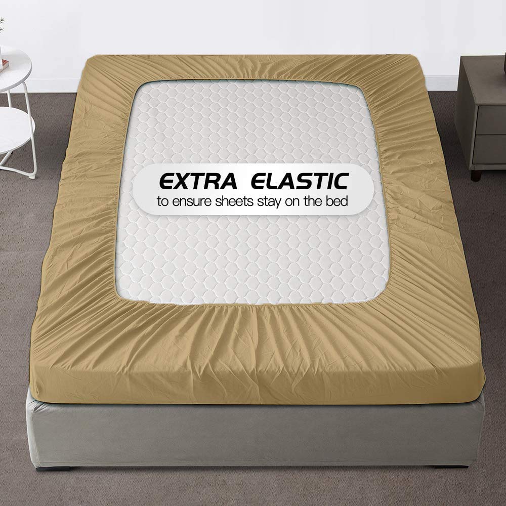 1 Queen Fitted Sheet - 100% Organic Cotton Deep Pocket Fitted Sheet, Soft Hotel Quality 800 Thread Count, Premium Breathable Queen Size Fitted Sheet for Beds Up to 16