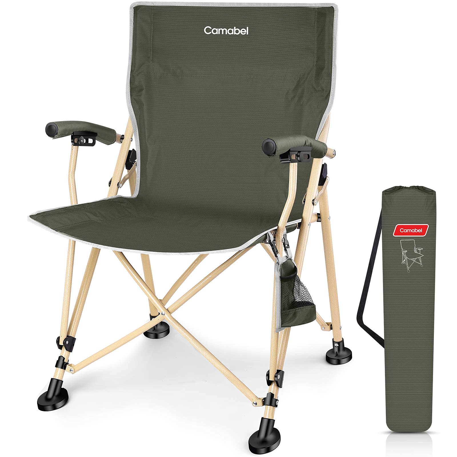 Heavy Duty Oversized Folding Camping Chair with Padded Seat - Supports 400 lbs - Portable Beach Lawn Chair for Outdoor Activities - Includes Storage & Carry Bag - Perfect for Camping, Hiking, Picnics, Fishing (Army Green)