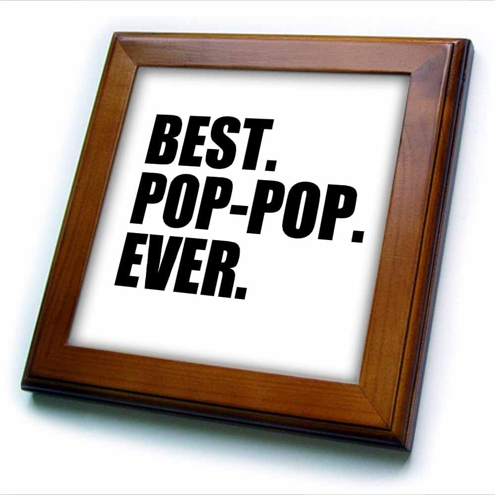 3dRose Best Pop-Pop Ever Gifts for Grandfathers - 8x8 Inch Framed Tile with Black Text - Perfect for Father's Day, Birthday & Retirement Gifts - Home & Office Decor