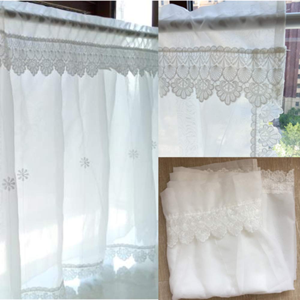 LKP White Semi-Sheer Cafe Curtains for Kitchen & Bathroom Windows, Modern Style Half Curtain Valance, 1 Piece, Perfect for Home Decor and Privacy