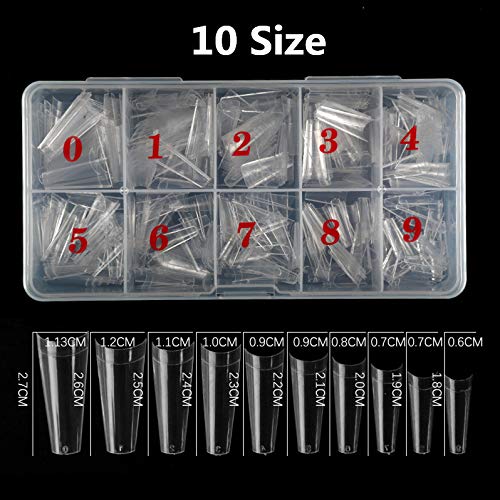 500 Pcs Clear Coffin Acrylic Nail Tips - Long Natural False Nails for DIY Nail Art, Half Cover Rectangle Fake Nails | Perfect for Salon, Home Manicure & Nail Extension
