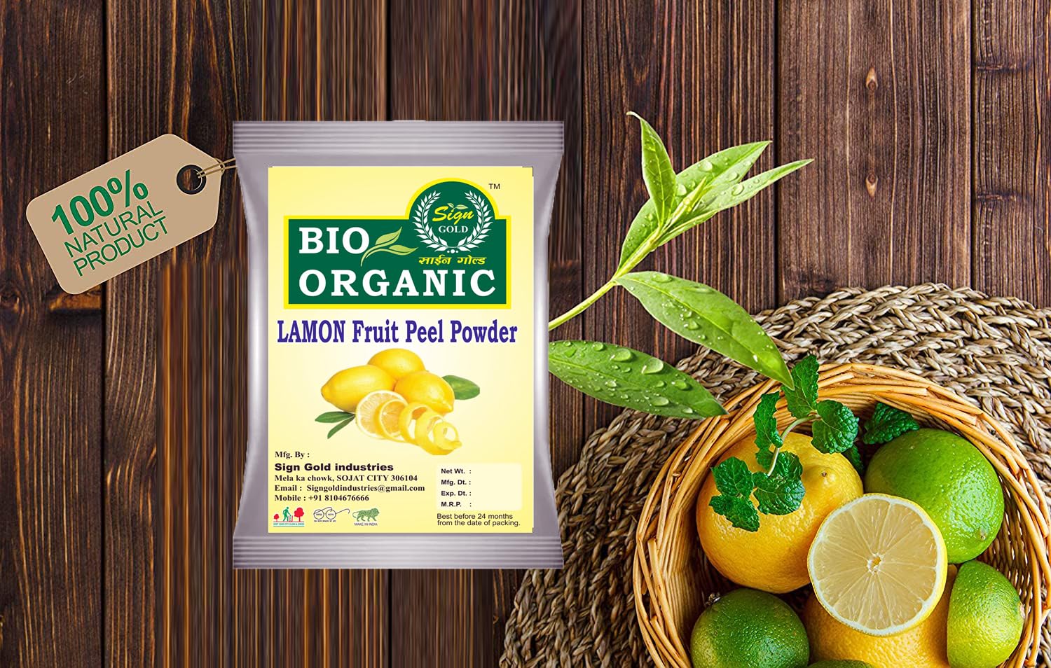 Organic Gold Lemon Peel Powder for Hair & Skin Care - 100g | Brightening, Exfoliating & Nourishing | DIY Face Masks, Hair Treatments & Natural Beauty Recipes