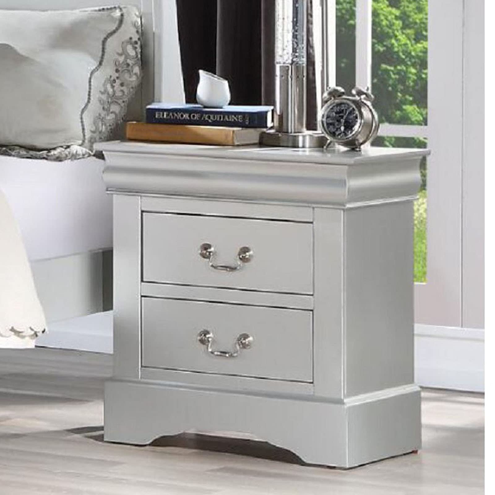 White Nightstand with 2 Drawers - Modern Rustic Bedside Table for Bedroom, Living Room, Office & Dorm - Traditional Storage End Table with Ample Space for Lamps, Books & Essentials
