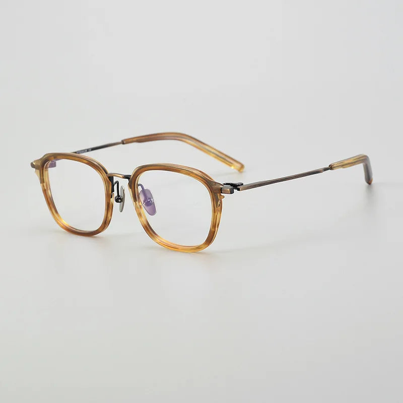 Stylish Black Acetate & Titanium Square Eyeglasses for Women - Full Rim Frame M110 | Perfect for Office, Reading & Everyday Fashion