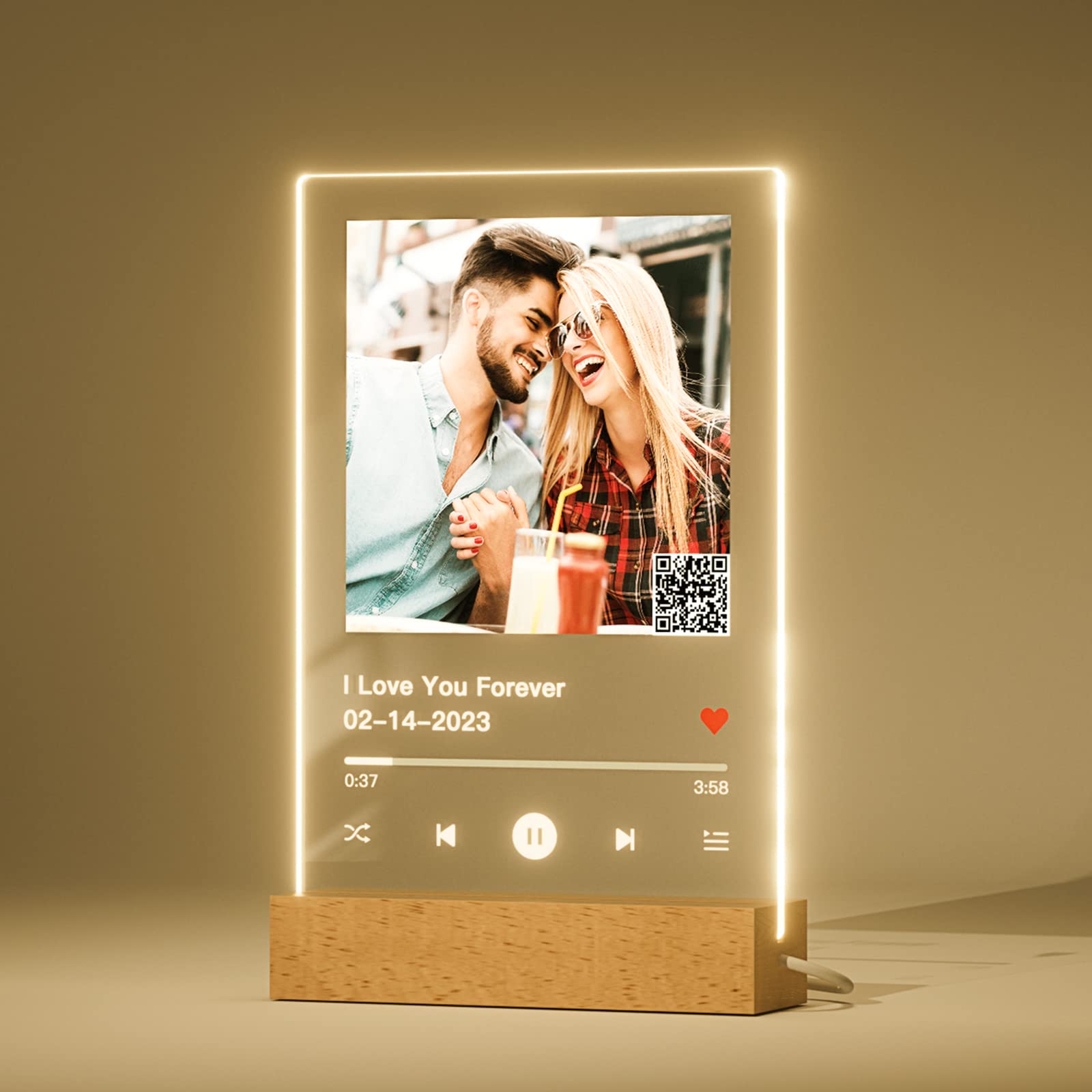 Custom Song Plaque with QR Code & Photo - Personalized Spotify Music Gift for Birthday, Anniversary - Unique Acrylic Plaque for Boyfriend, Girlfriend, Husband, Wife | Perfect for Romantic Surprises & Special Occasions
