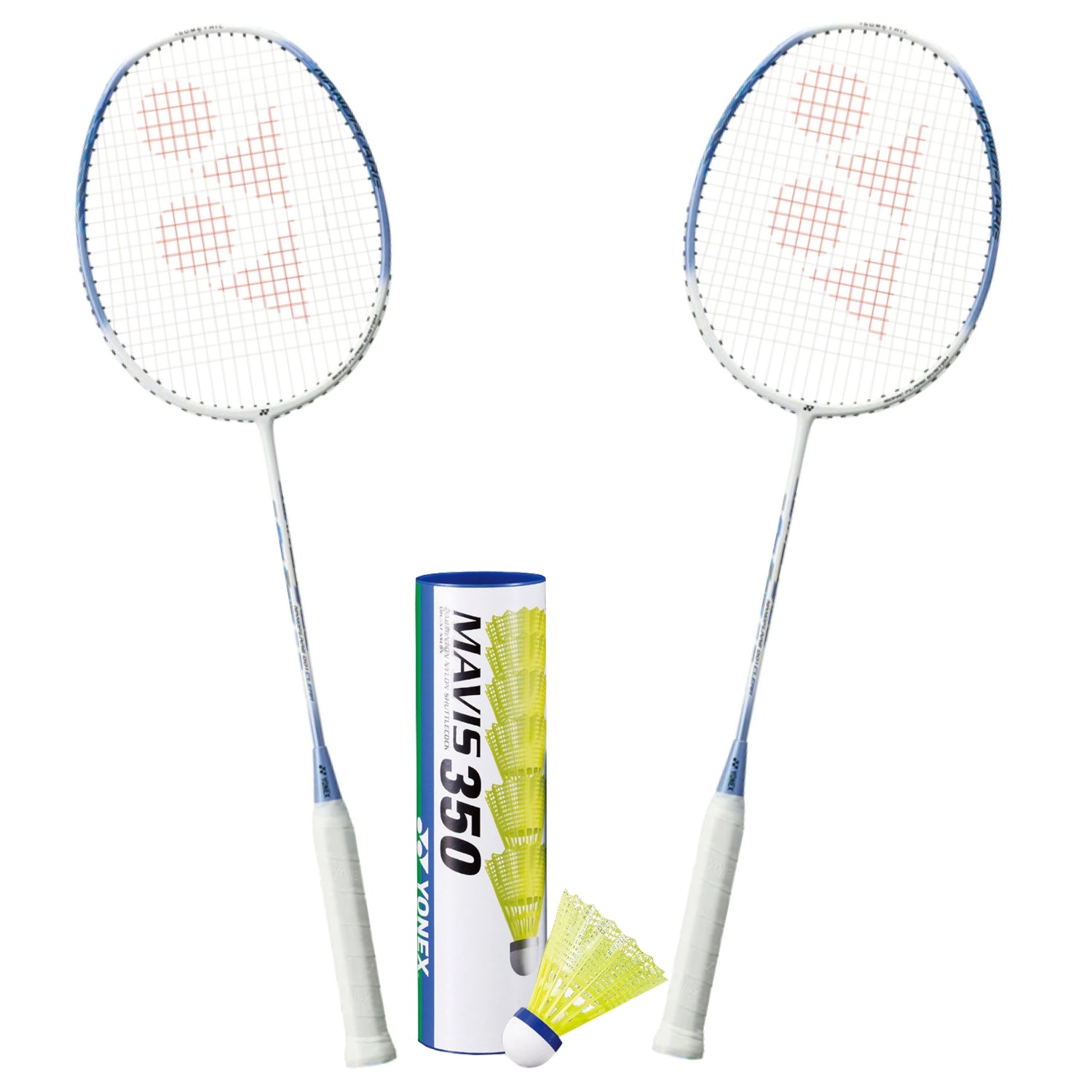 Yonex Badminton Combo Set - 2 Nanoflare 001 Clear Rackets + 1 Tube Mavis 350 Shuttlecocks | Professional Badminton Equipment for Indoor/Outdoor Court Play & Training