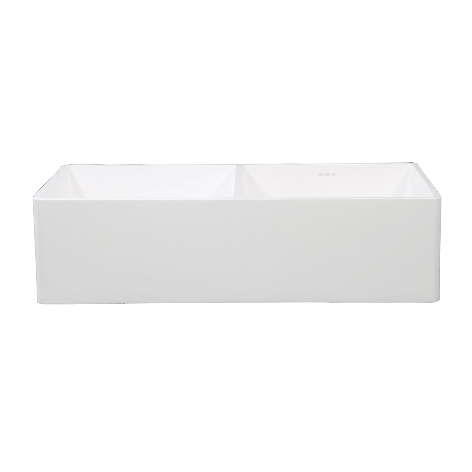 Arcticstone 36 Inch White Farmhouse Kitchen Sink - Double Bowl Apron Front Solid Surface Sink with 2 Strainers, Matte Finish - Perfect for Modern Farmhouse & Rustic Kitchen Designs
