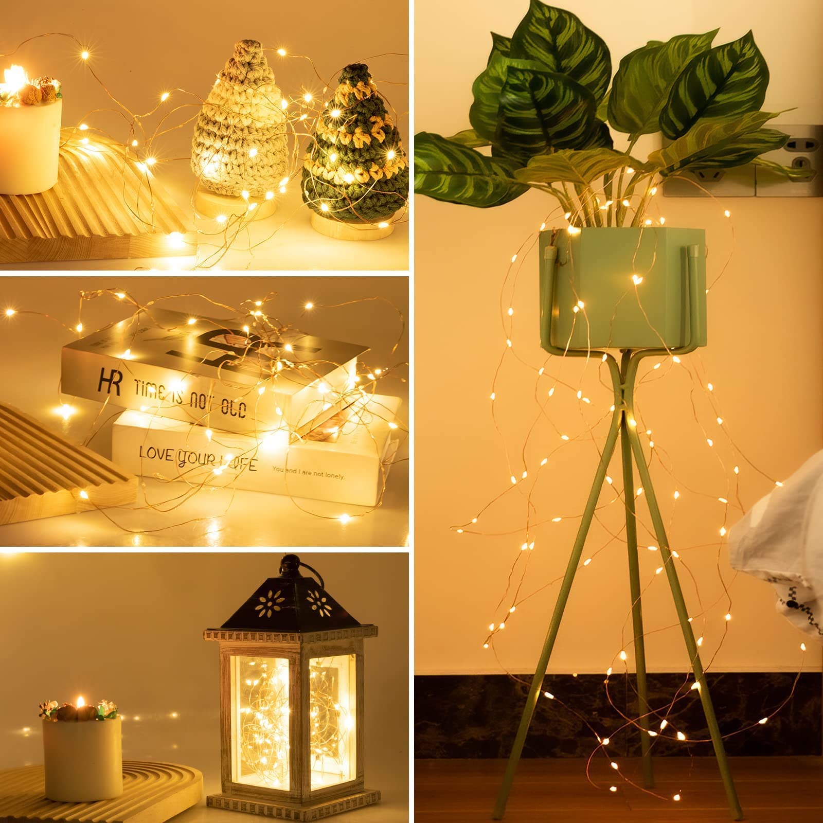 Koopower 2X 50 LEDs Battery Operated Fairy Lights - 16ft Waterproof Copper Wire String Lights with 8 Lighting Modes (Warm White) - Perfect for Outdoor Decor, Garden, Wedding, Party & Christmas Tree Lighting