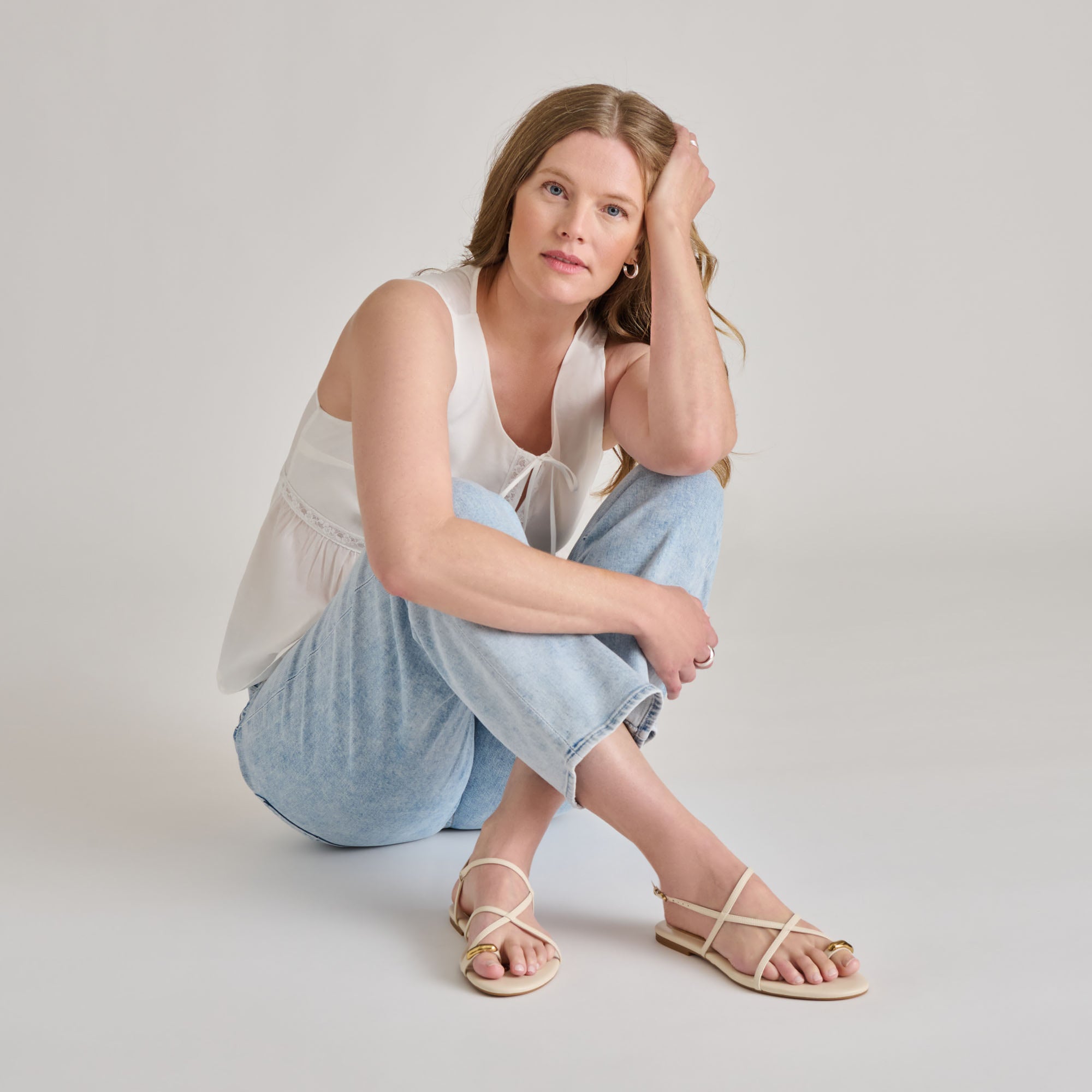 Premium KESHA Leather Sandals for Women - Comfortable Bone Color Strappy Sandals - Perfect for Beach, Vacation & Summer Outfits