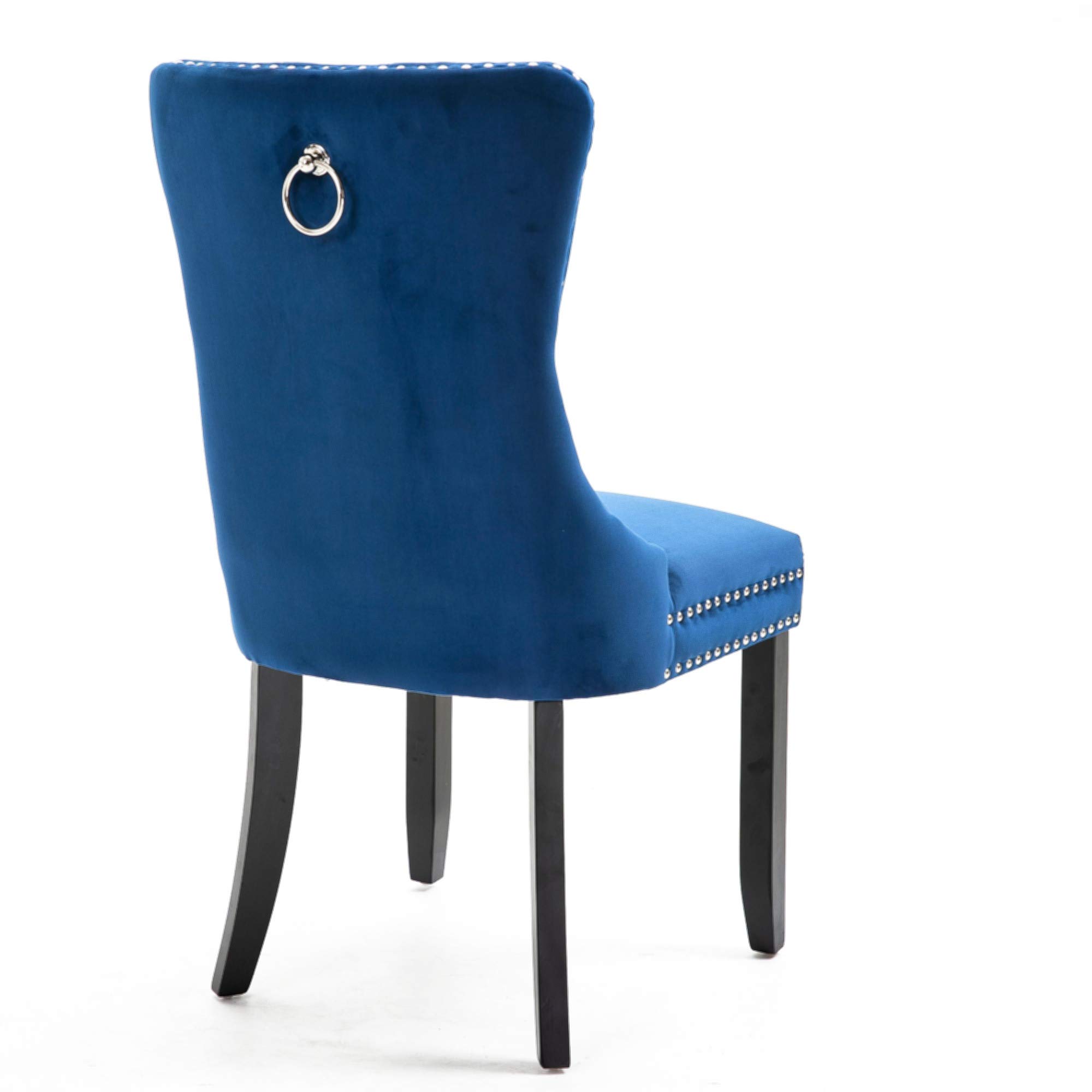 Luxury Velvet Dining Chairs Set of 2 - Elegant Tufted Upholstered Accent Chairs with Button Nailhead Trim, Armless Modern Side Chairs for Dining Room, Living Room, Bedroom (Sky Blue) - Perfect for Home Decor, Dinner Parties & Cozy Reading Nooks