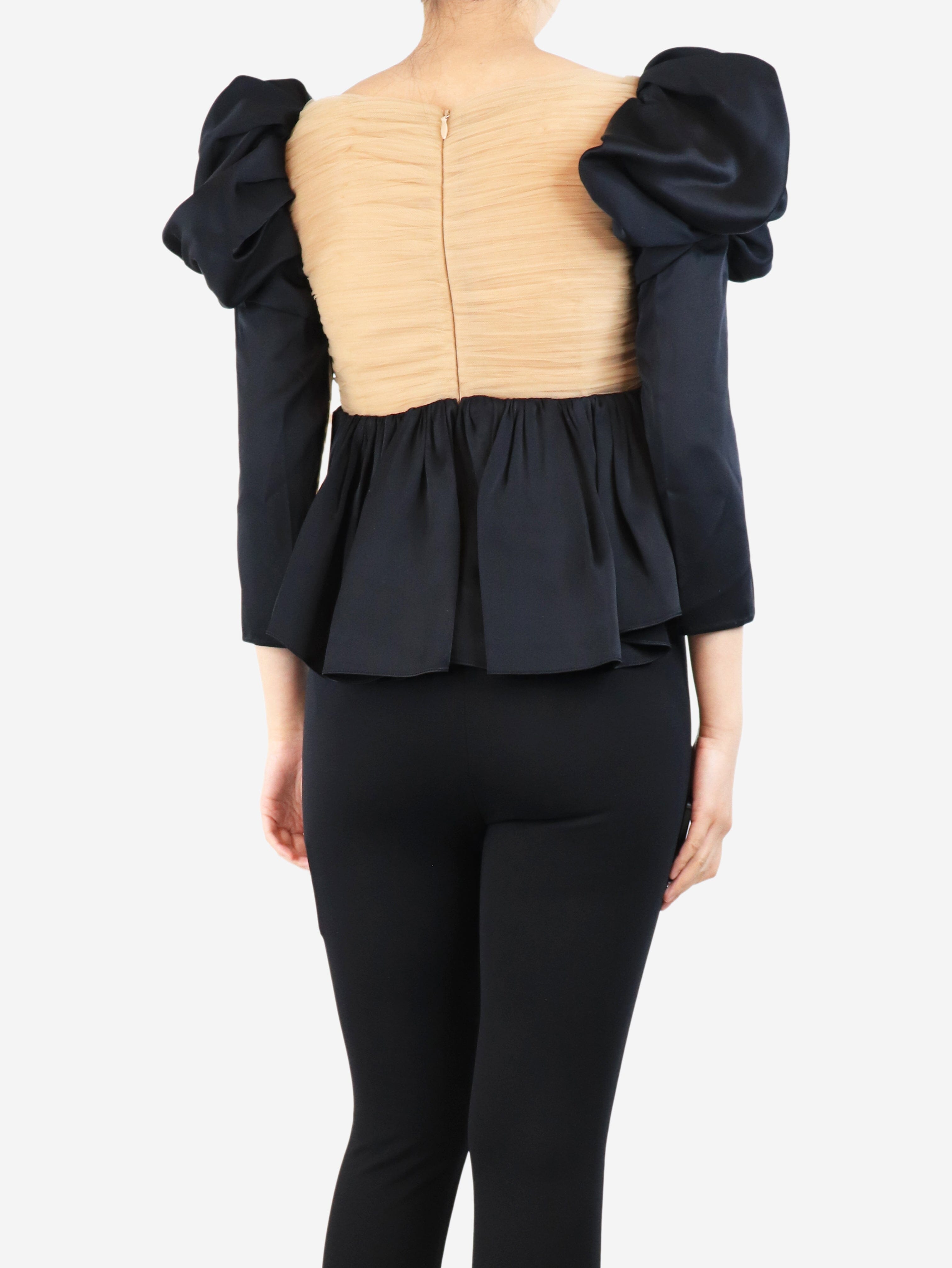 Stylish Black Puffy Sleeve Blouse UK Size 12 - Perfect for Date Nights & Office Wear