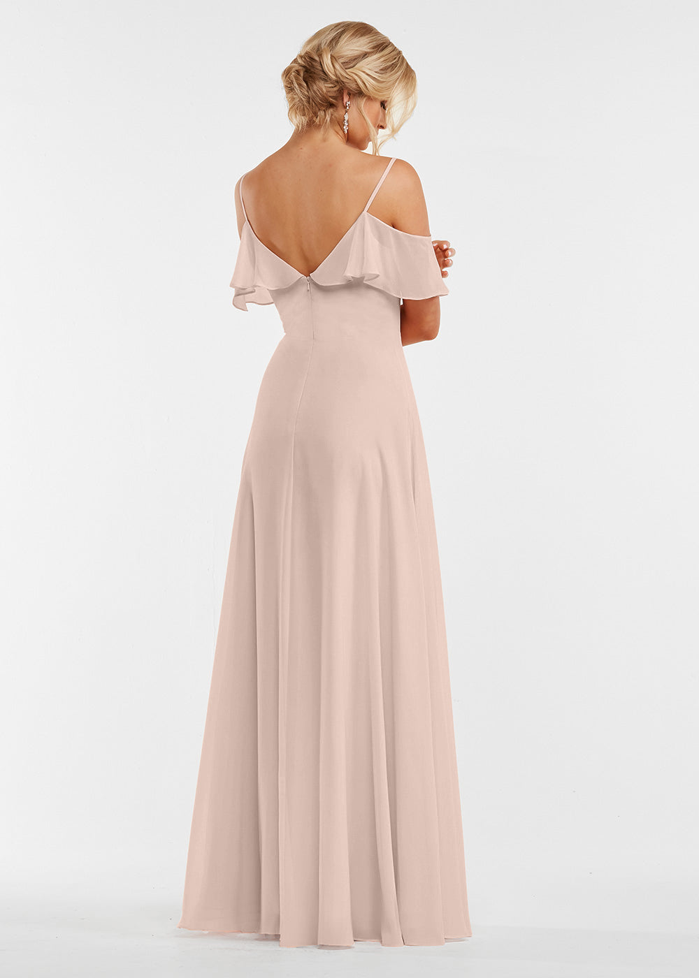 Elegant Off Shoulder Ruffled Chiffon Bridesmaid Dress - Perfect for Weddings, Prom, and Formal Events