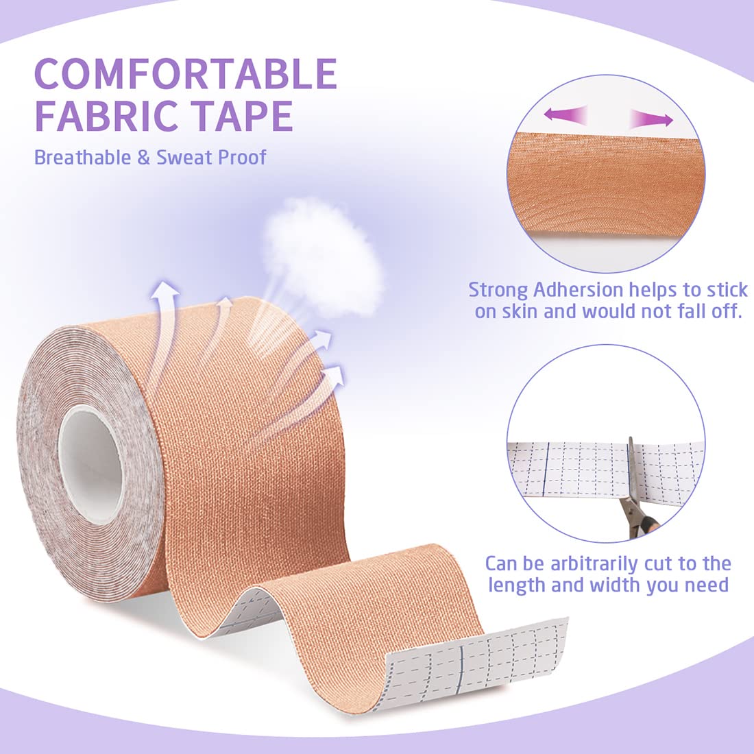 Laneco Boob Tape Breast Lift Tape for A-E Cup - Invisible Body Tape for Sports & Work - Breathable Push Up Tape in Beige | Perfect for Gym, Running, Yoga & Everyday Support