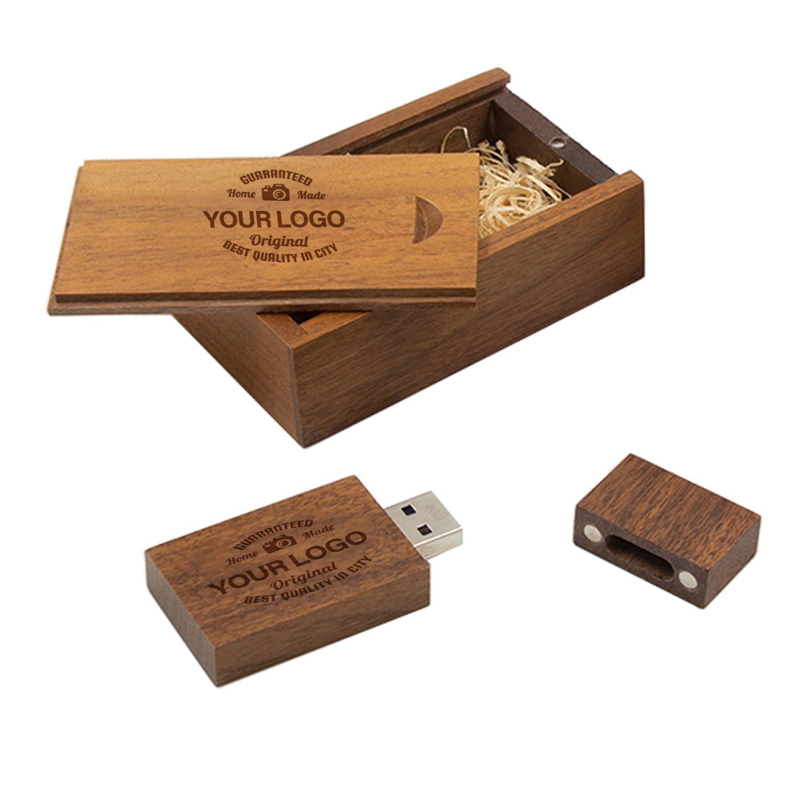 Custom Wooden USB Flash Drive 2GB - 25 Pack Bulk Memory Sticks with Gift Box | Personalized USB 2.0 Thumb Drives for Corporate Gifts, Wedding Favors & Business Promotions (Maple/Walnut) | Perfect for Trade Shows, Employee Rewards & Client Appreciation