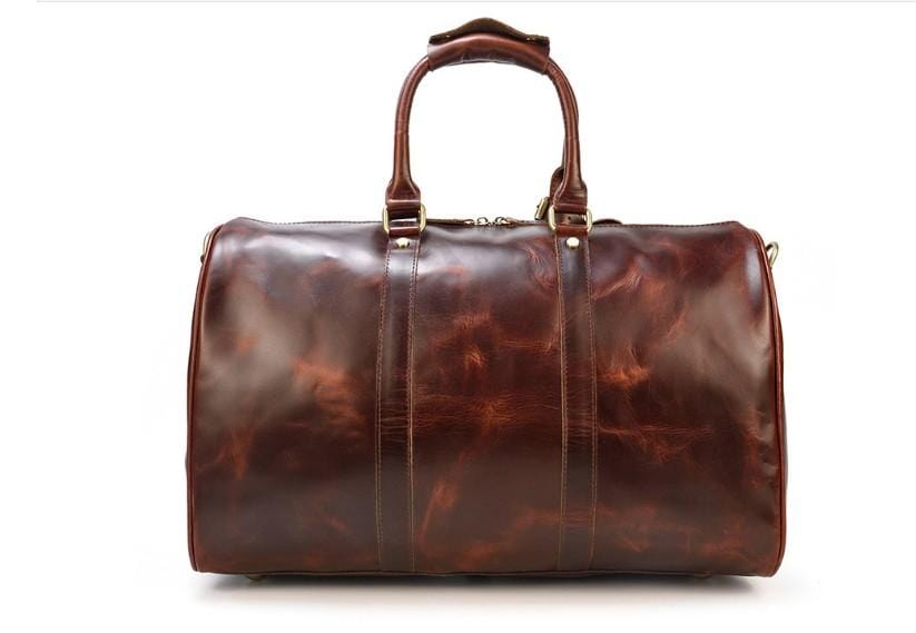 Premium Leather Travel Bag - Durable Luggage Duffel & Weekender Carry-On for Men & Women - Perfect for Gym, Business Trips & Weekend Getaways