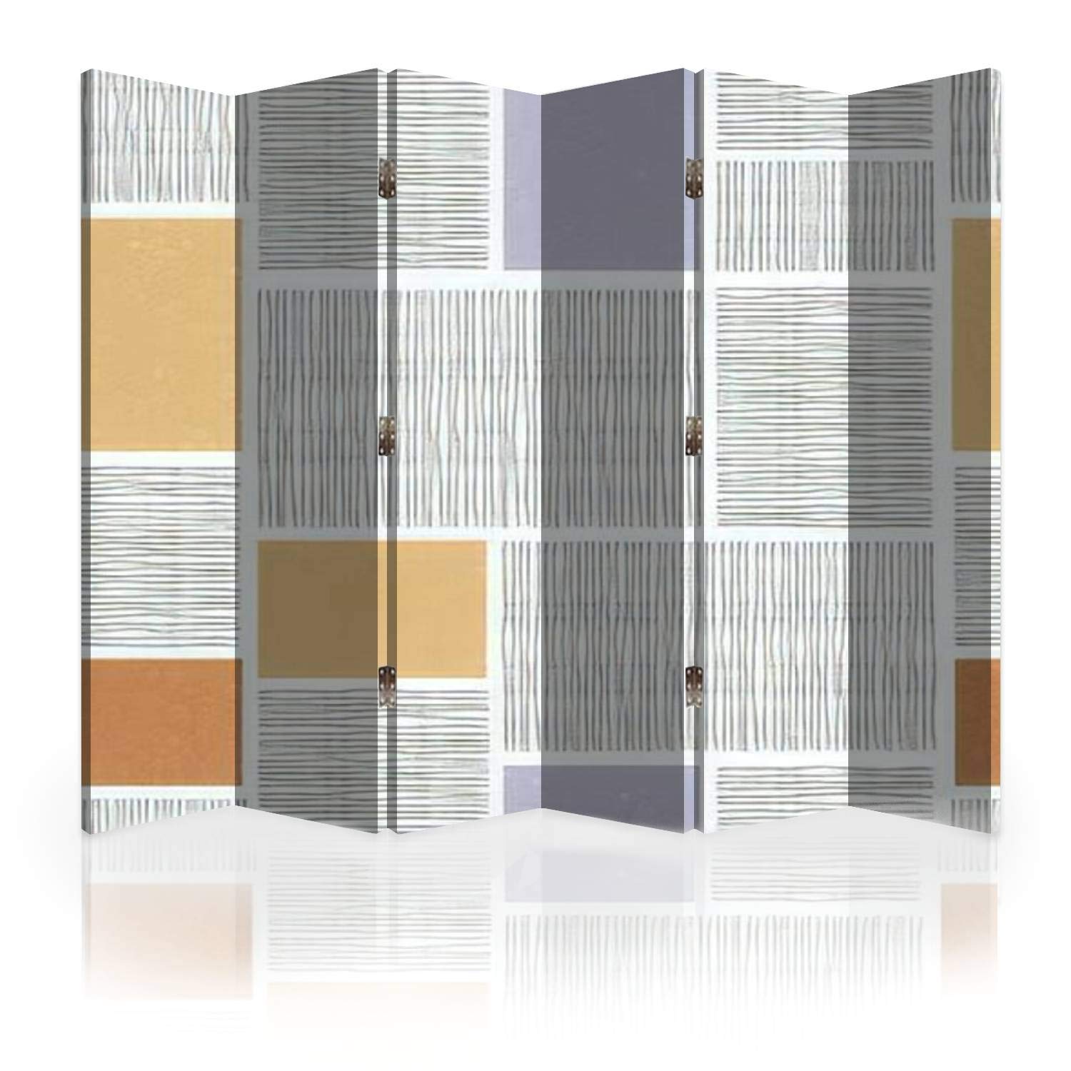 Modern 6-Panel Canvas Room Divider Screen - Hand-Painted Seamless Pattern Folding Privacy Partition for Living Room, Bedroom & Office | Decorative Space Separator
