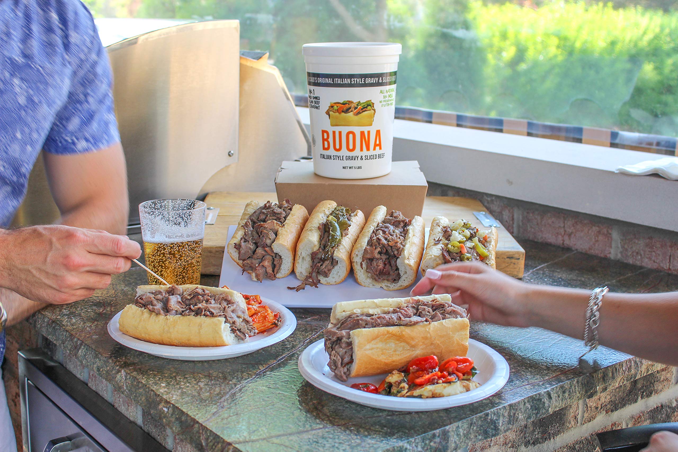 Buona Chicago Italian Beef Sandwich Kit - 16 Pack | Authentic Italian Beef Sandwiches for Parties, Catering & Family Dinners | Ready-to-Serve Meal Solution