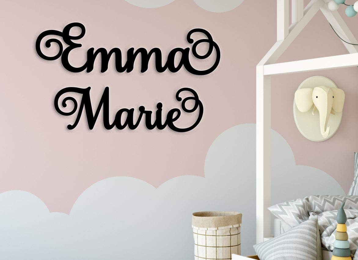 Custom Name Sign - Personalized First & Middle Name Wall Decor for Nursery & Kids Bedroom - Unique Baby Gift & Room Decoration for Birthdays, Baby Showers & Newborns
