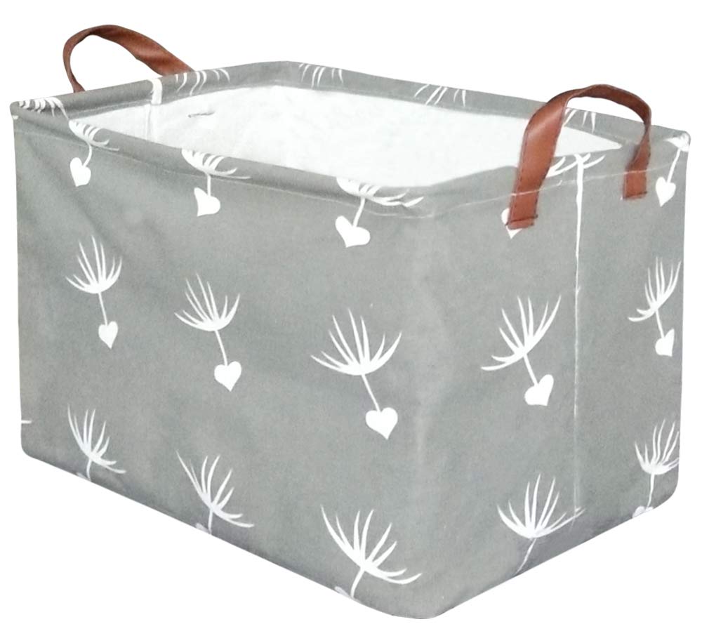 BOOHIT Rectangular Storage Basket - Nursery Hamper, Canvas Fabric Toy Organizer Bin, Waterproof Storage Box for Kids Room, Playroom, Shelves | Laundry Basket & Gift Basket (Dandelion) | Perfect for Organizing Toys, Clothes, and Home Decor