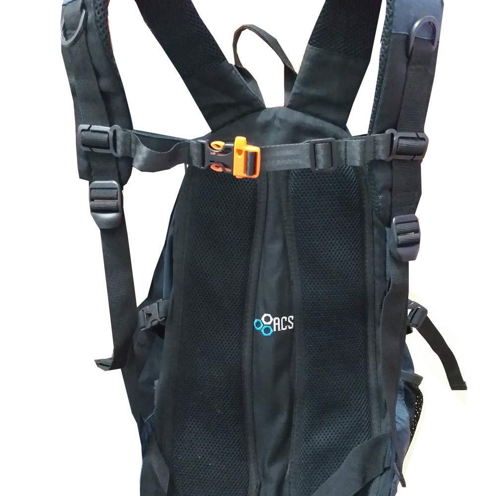 2 Pack Black Nylon Backpack Chest Straps - Adjustable 1-Inch Webbing for Secure Fit - Ideal for Hiking, Travel & Outdoor Adventures