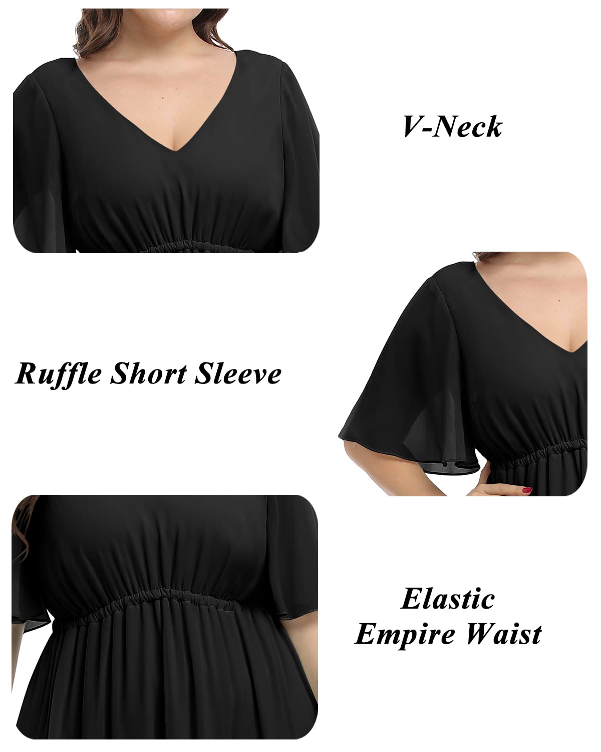 Elegant Plus Size Chiffon Maxi Dress for Women - Formal Wedding Guest & Bridesmaid Dress | Perfect for Evening Parties, Prom, Cocktail Events & Special Occasions