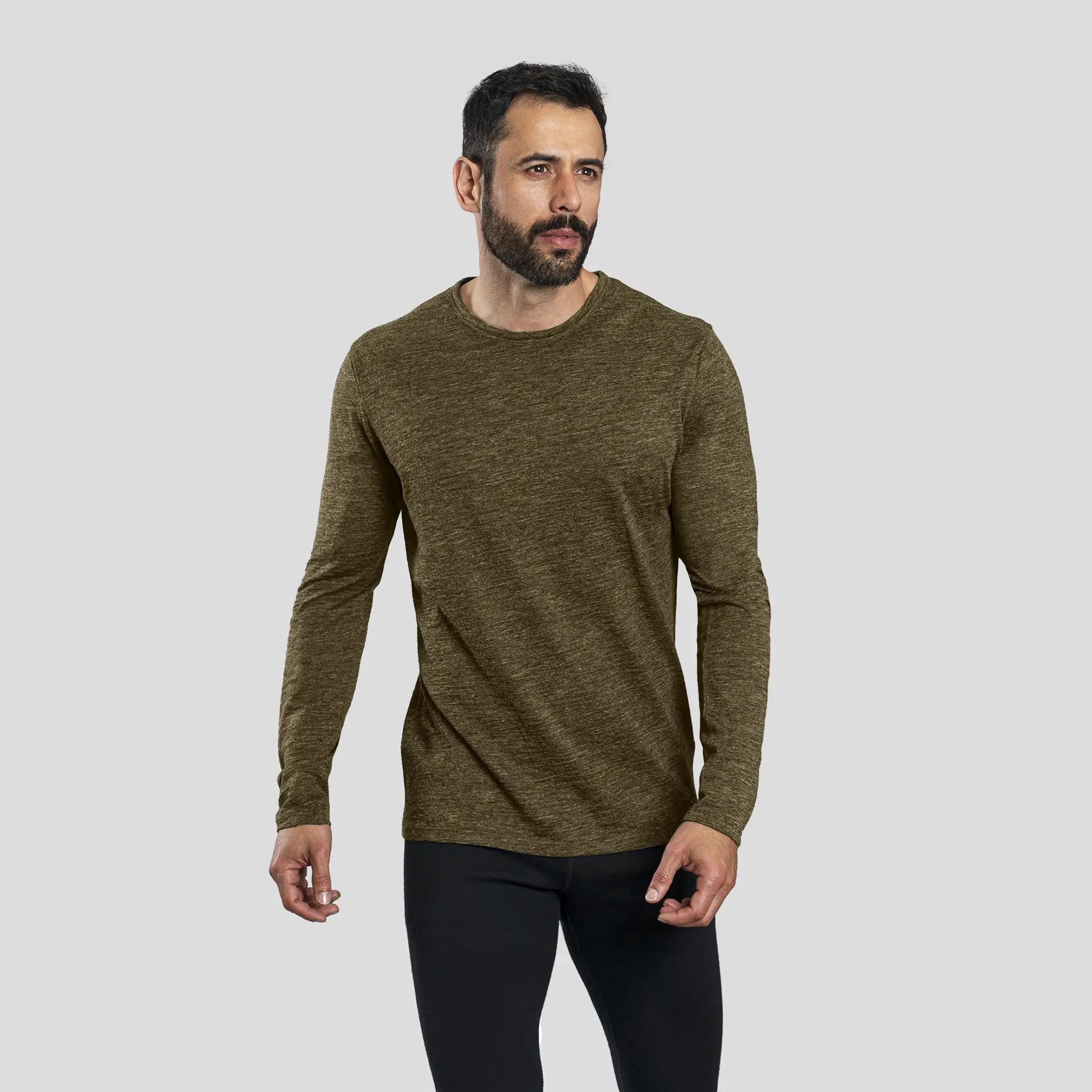 Premium Men's Alpaca Wool Long Sleeve T-Shirt - 160 Ultralight Thermal Base Layer for Hiking, Camping & Winter Outdoor Activities
