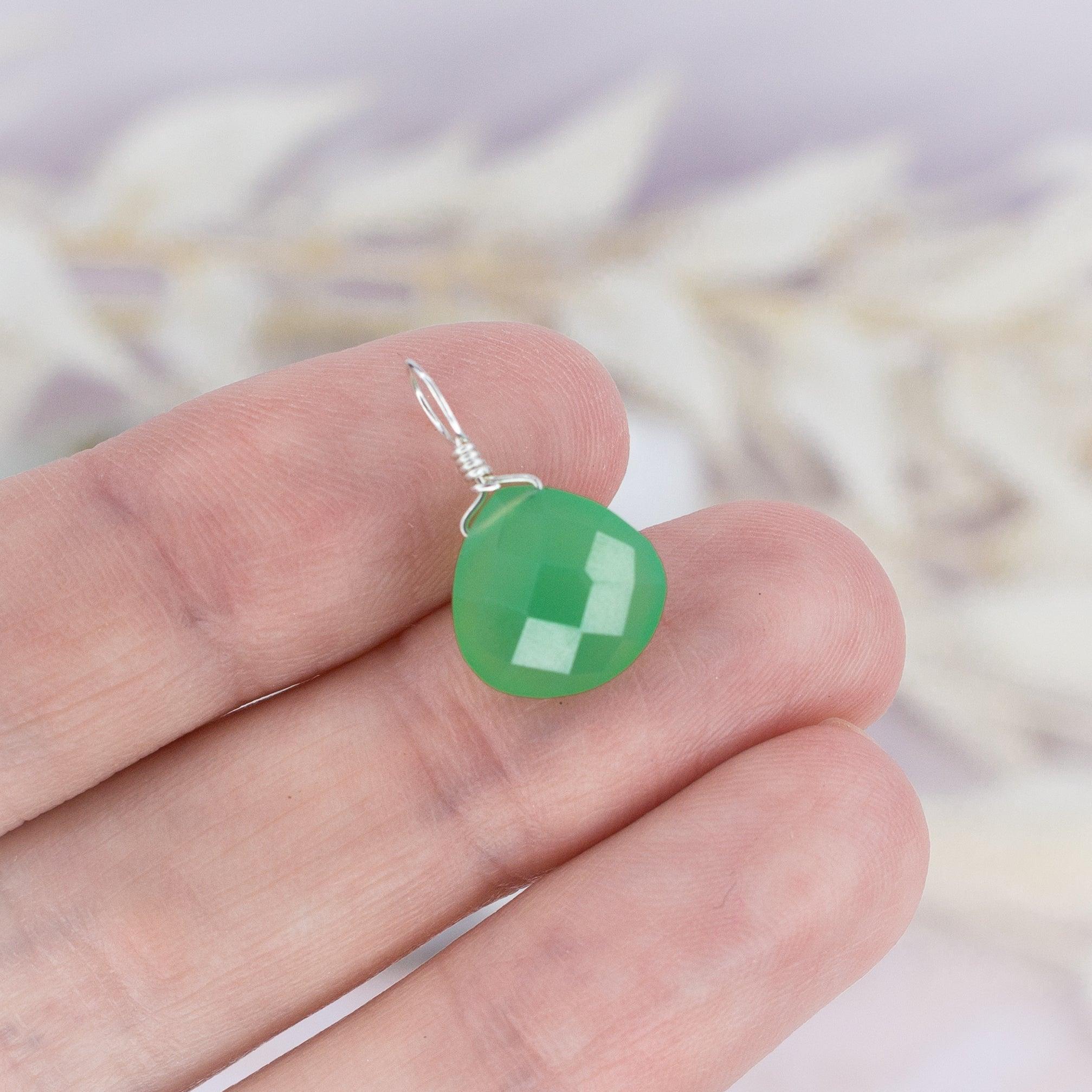 Natural Tiny Chrysoprase Teardrop Gemstone Pendant Necklace - Elegant Green Stone Jewelry for Women, Perfect for Daily Wear & Special Occasions