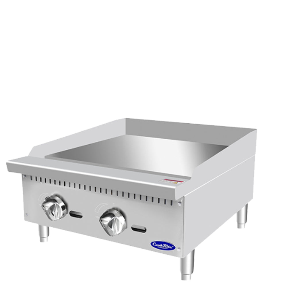Atosa 24-Inch Commercial Countertop Gas Griddle with Manual Controls - Natural Gas Powered - Perfect for Restaurants, Diners & Food Trucks