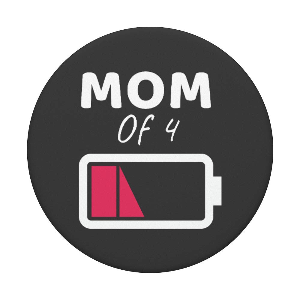Best Mom of 4 Boys Gift - Swappable PopGrip Phone Grip for iPhone & Android - Perfect Mother's Day Present for Tired Moms | Use for Phone Stand, Selfies & Daily Protection