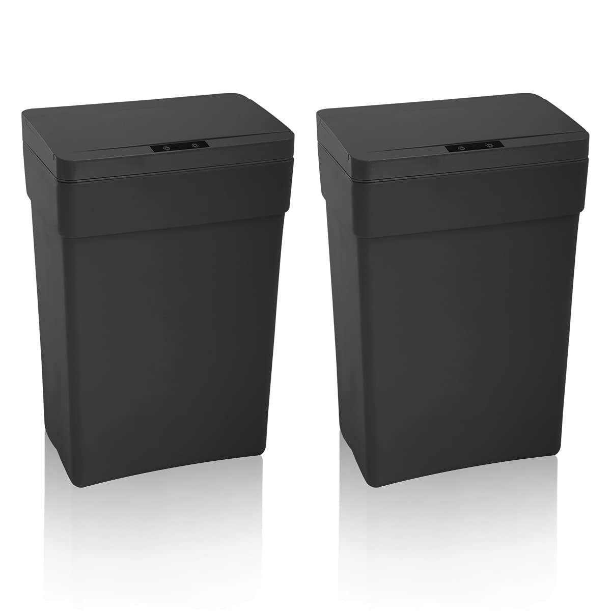 DKeli 13 Gallon Automatic Touchless Trash Can with Lid - Set of 2 High Capacity Kitchen Garbage Bins, 50L Plastic Waste Bin for Bathroom, Bedroom, Home & Office - Hands-Free Sensor Lid for Easy Disposal & Odor Control