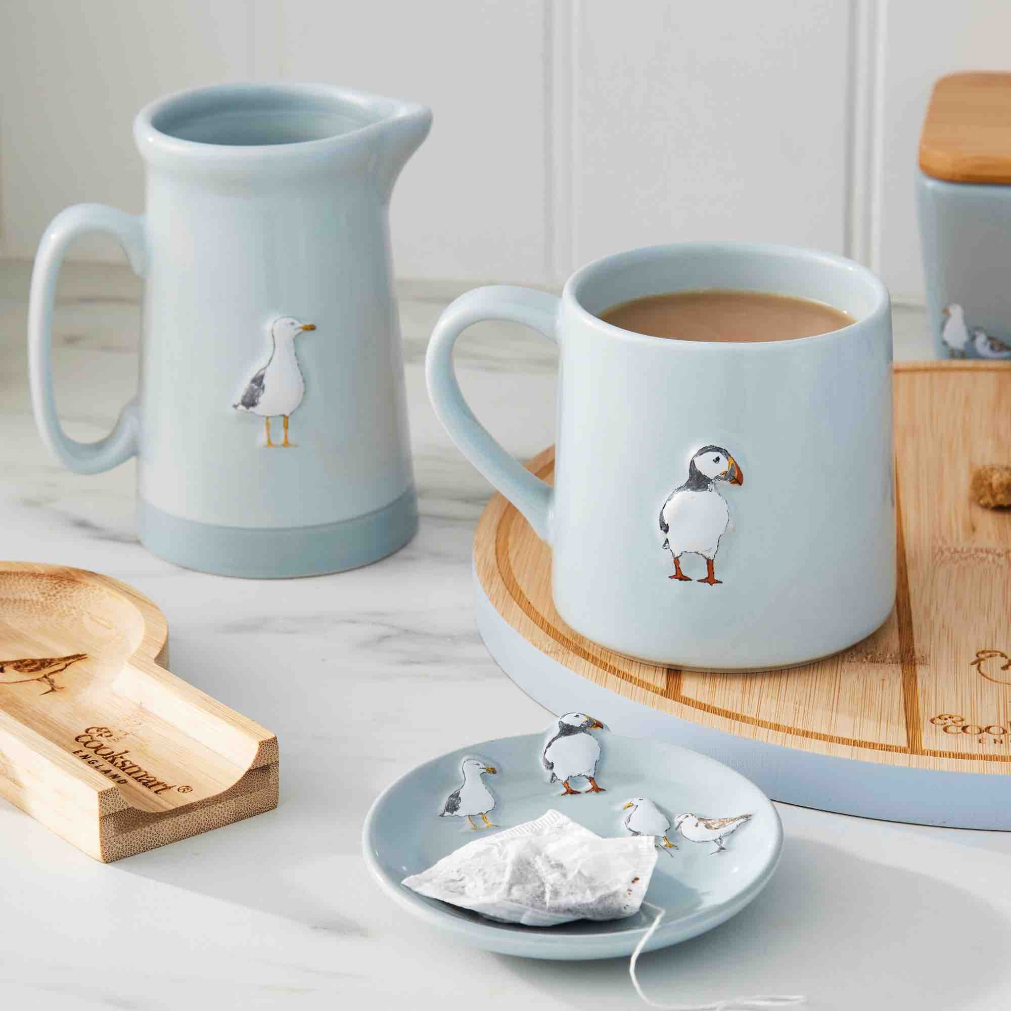 Coastal Birds Small Ceramic Jug - Handmade Decorative Pitcher for Coffee, Tea & Milk | Perfect for Beach House, Kitchen & Gift Giving