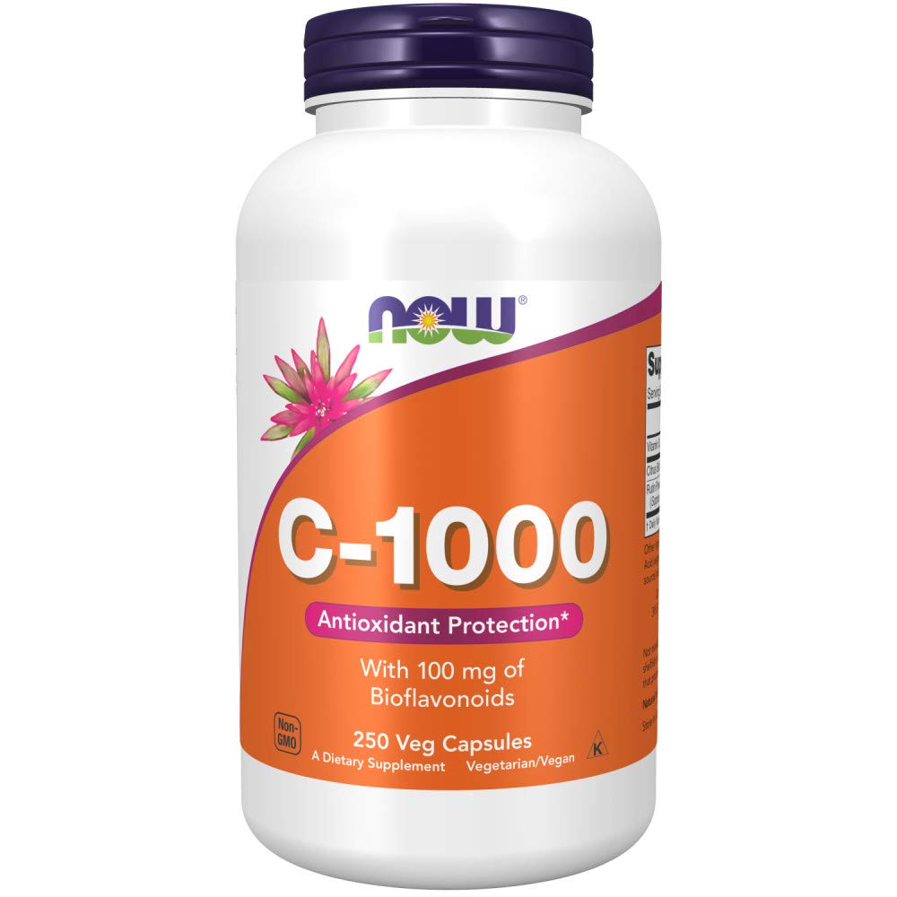 Now Foods Vitamin C 1000mg with Rose Hips - 250 Capsules for Immune Support & Antioxidant Protection - Daily Supplement for Skin Health & Collagen Boost