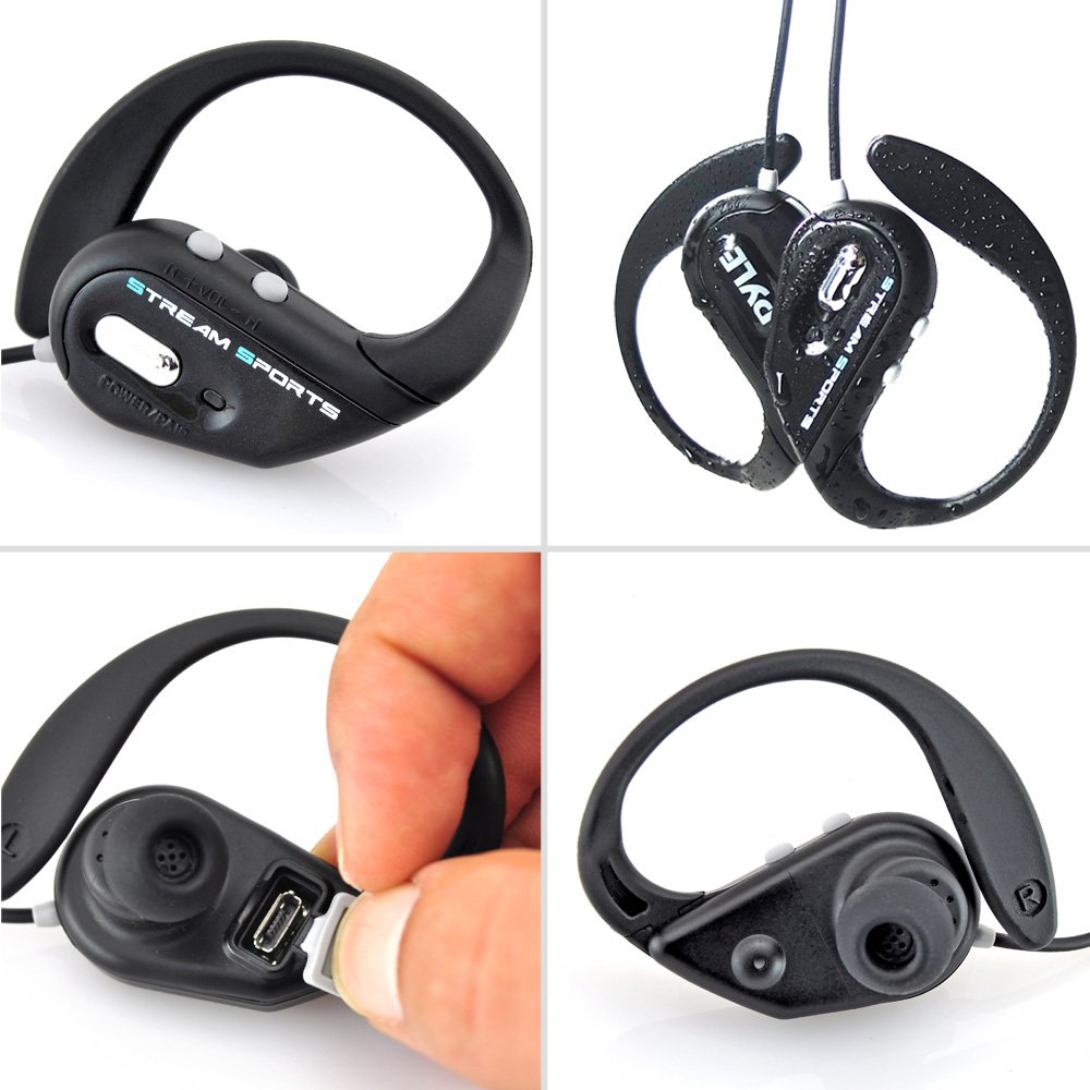 Pyle Bluetooth Active Sports Waterproof Headphones - Wireless Earbuds with Microphone, Handsfree Call, Rechargeable Battery & Ear-Hook Design - Ideal for Running, Swimming, Gym Workouts & Outdoor Activities (PWBH18SL, Silver)