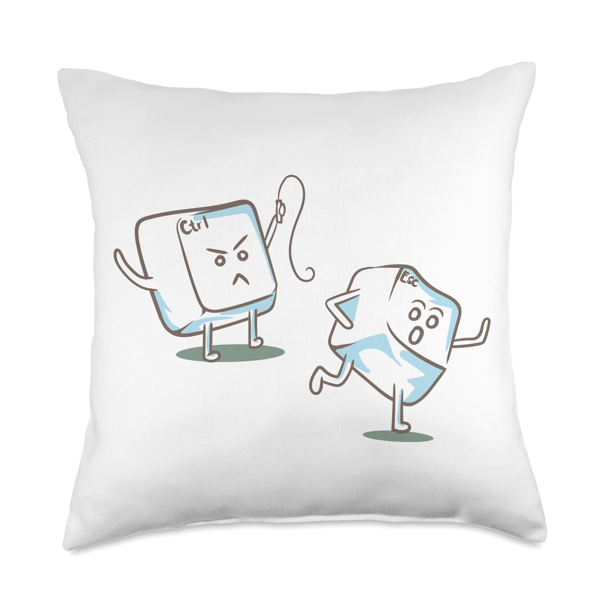 Funny Programmer Ctrl Esc Nerd Throw Pillow 18x18 - Geek Tech Humor Decor for Office, Gaming Room & Home - Multicolor Soft Decorative Cushion Gift for IT Professionals