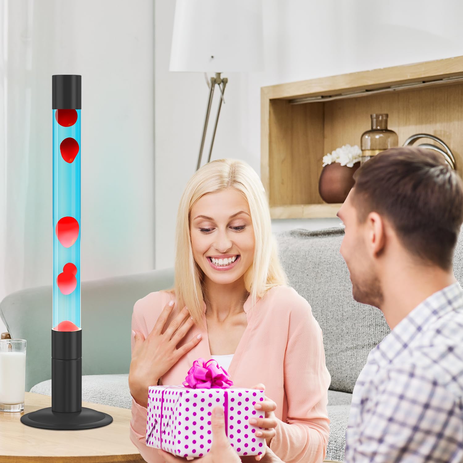 30-Inch Relaxing Liquid Motion Lamps - Soothing Magma Lamps for Home & Office Decor, Perfect for Living Room, Bedroom or Meditation Space (Blue Water with Red Wax) - Stress Relief & Mood Lighting for Adults