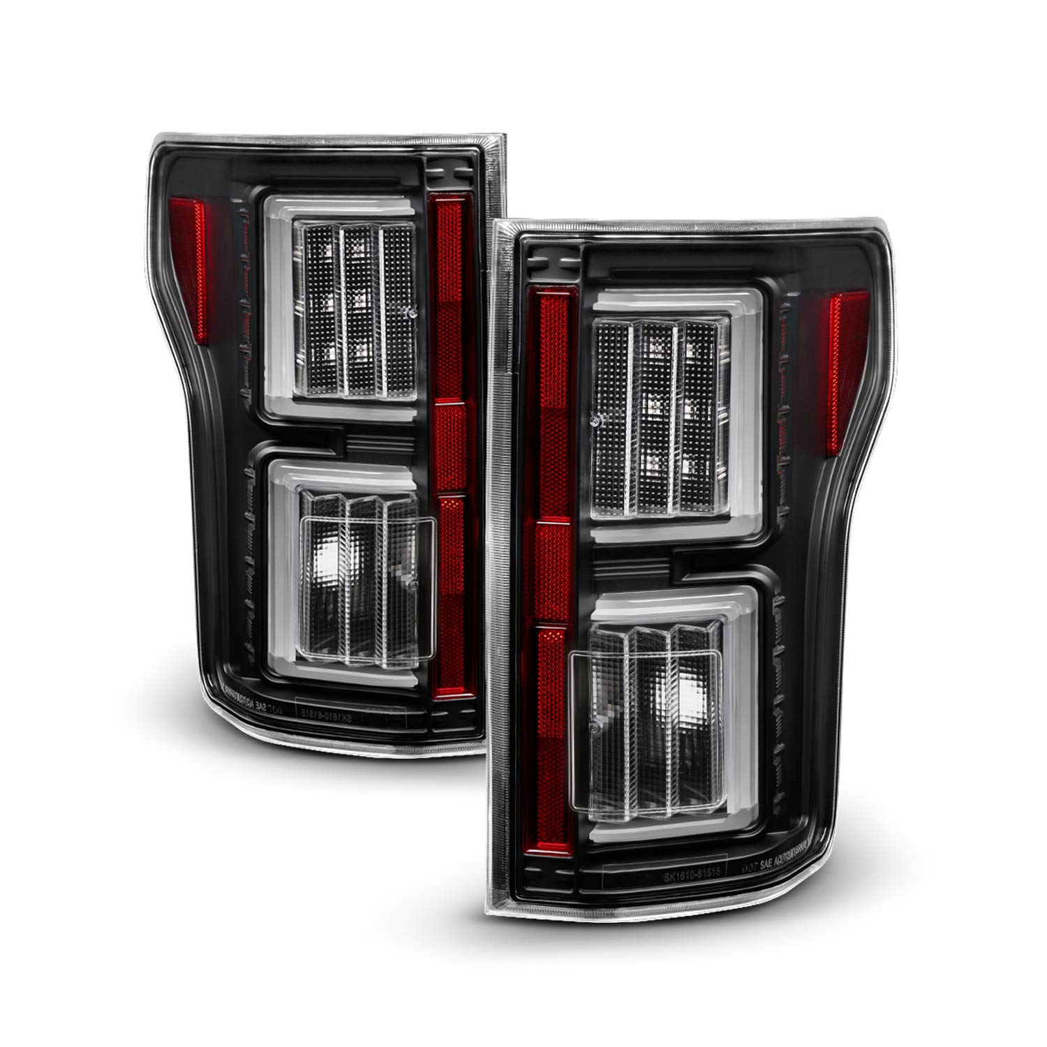 AKKON LED Tail Lights Brake Lights for 2015-2017 Ford F-150 - Black C-Tube Light Bar Pair (Left Driver & Right Passenger) - Upgrade Your Truck's Style & Night Visibility