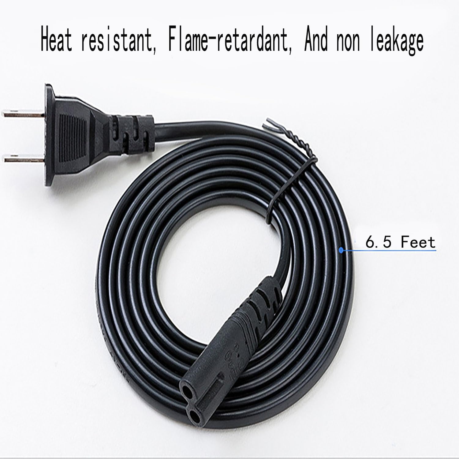 2-Pack 6.5Ft Universal AC Power Cord for TV, Monitor, PS3/PS4/PS5, Xbox Series, Speakers & Printers - Perfect for Gaming Setups & Home Office Electronics