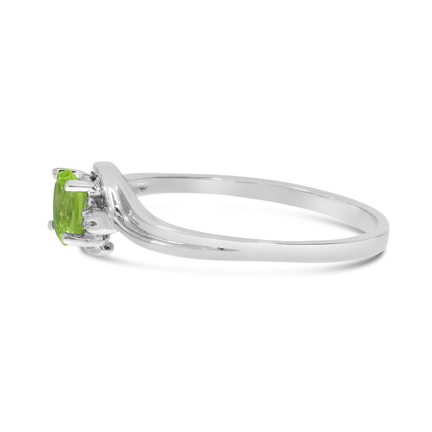 14K White Gold Oval Peridot and Diamond Ring for Women - Elegant Birthstone Jewelry Gift for Engagement, Anniversary & Special Occasions