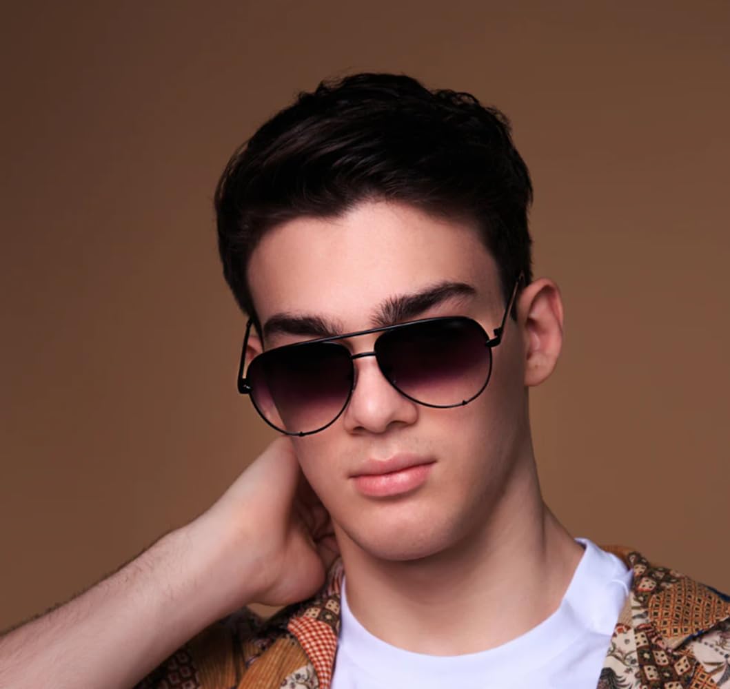 Trendy Retro SORVINO Oversized Aviator Sunglasses for Women & Men - UV Protection Classic Black Faded Lenses | Perfect for Driving, Beach Vacations & Outdoor Activities
