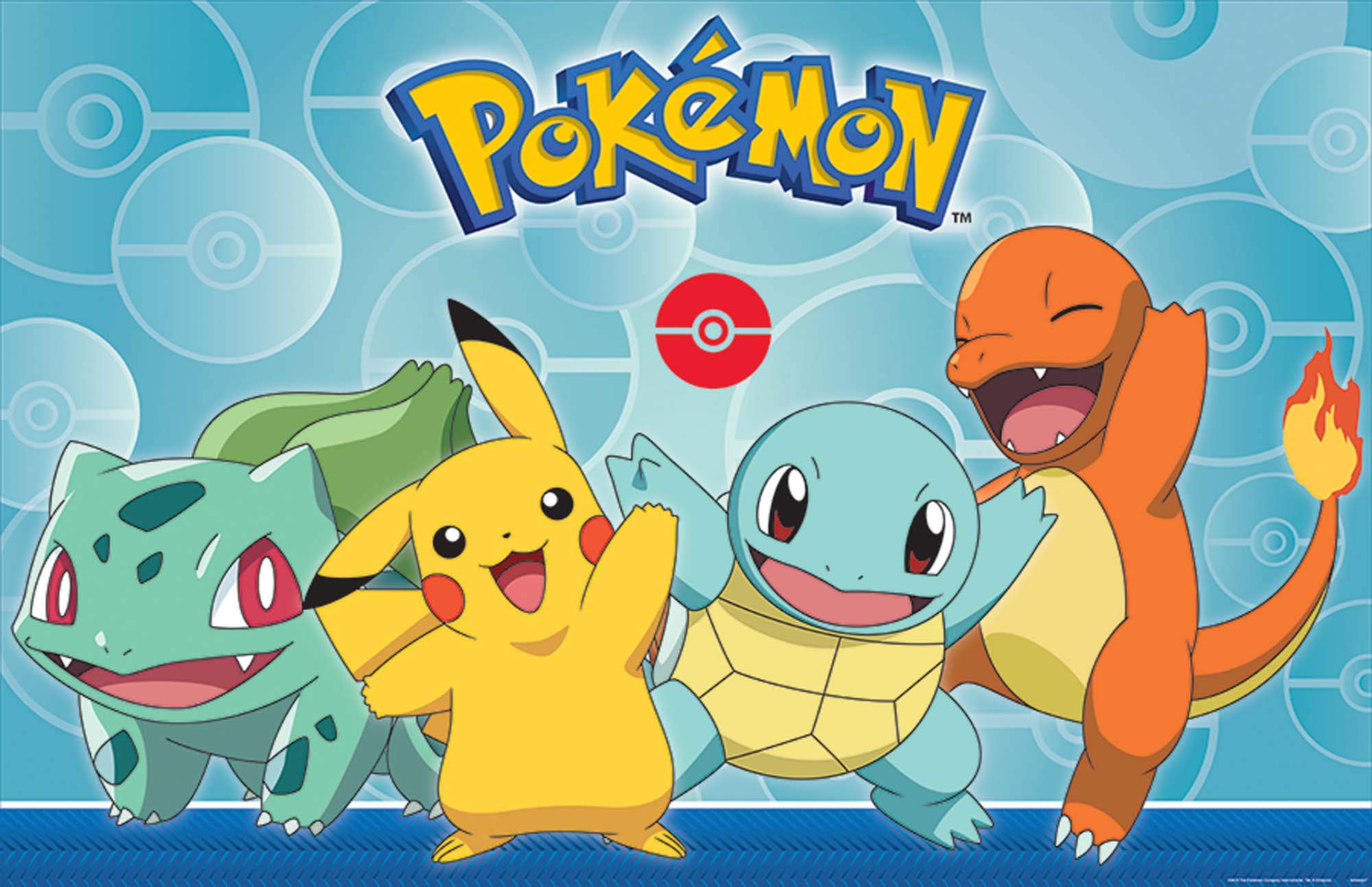 Colorful Pokemon Party Game Board Set - 37.5x24.5 Inches with Stickers & Blindfold - Fun Board Game for Kids, Birthday Parties & Family Game Nights