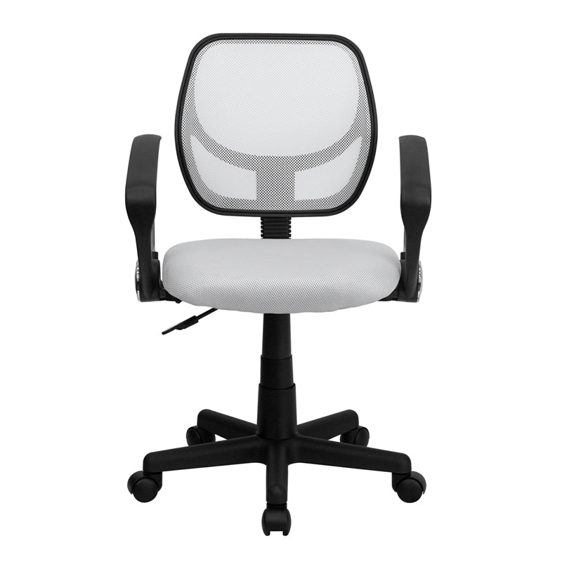 FLASH Neri Kids Low Back Black Mesh Swivel Task Office Chair with Curved Square Back and Arms - Ergonomic Study Chair for Children, Perfect for Homework, Online Classes & Gaming Desks