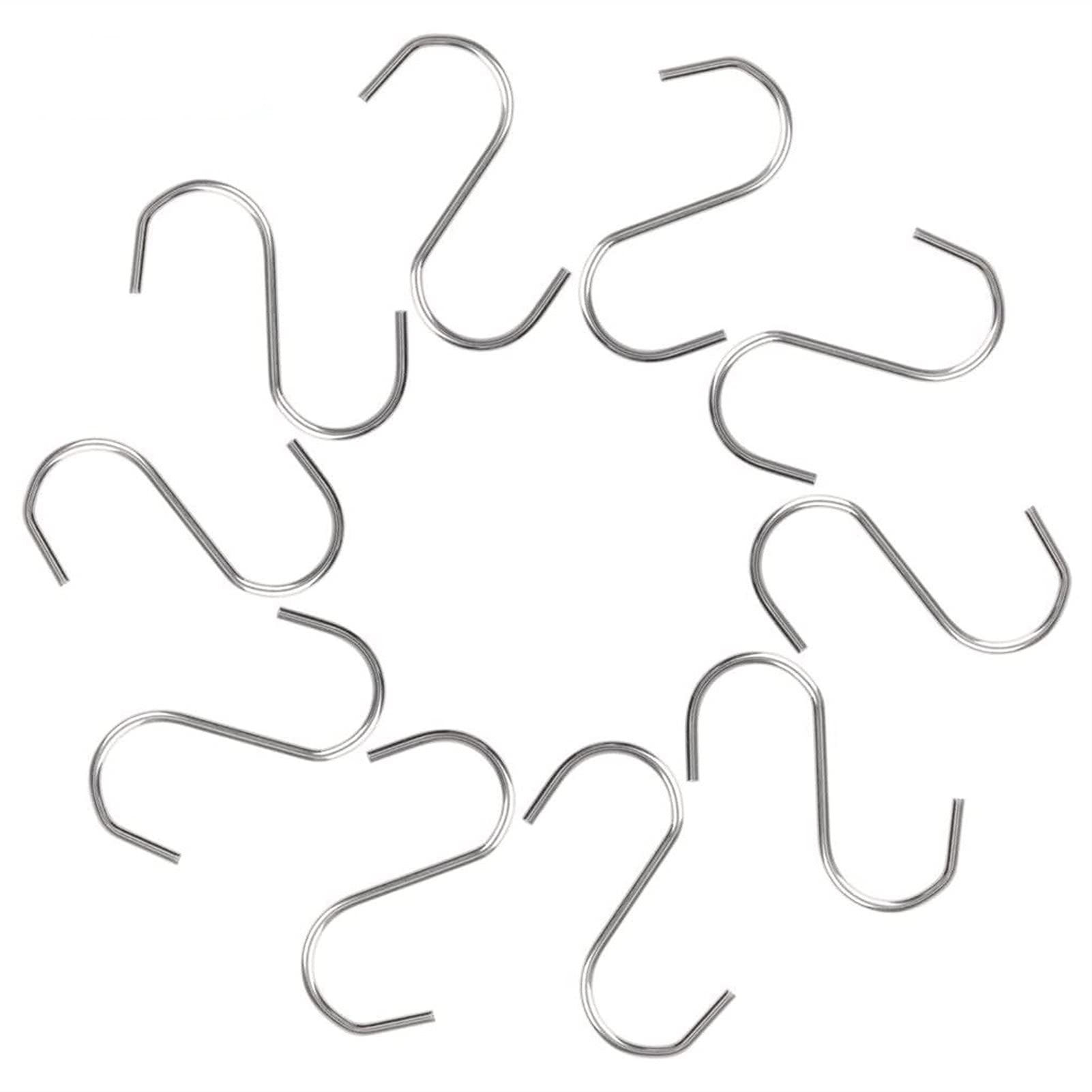 20Pcs Stainless Steel S Hooks for Kitchen, Bathroom & Workshop - Heavy Duty Hanging Hooks for Pots, Pans, Utensils, Towels & Tools - Durable Silver Storage Hangers for Home Organization & Space Saving