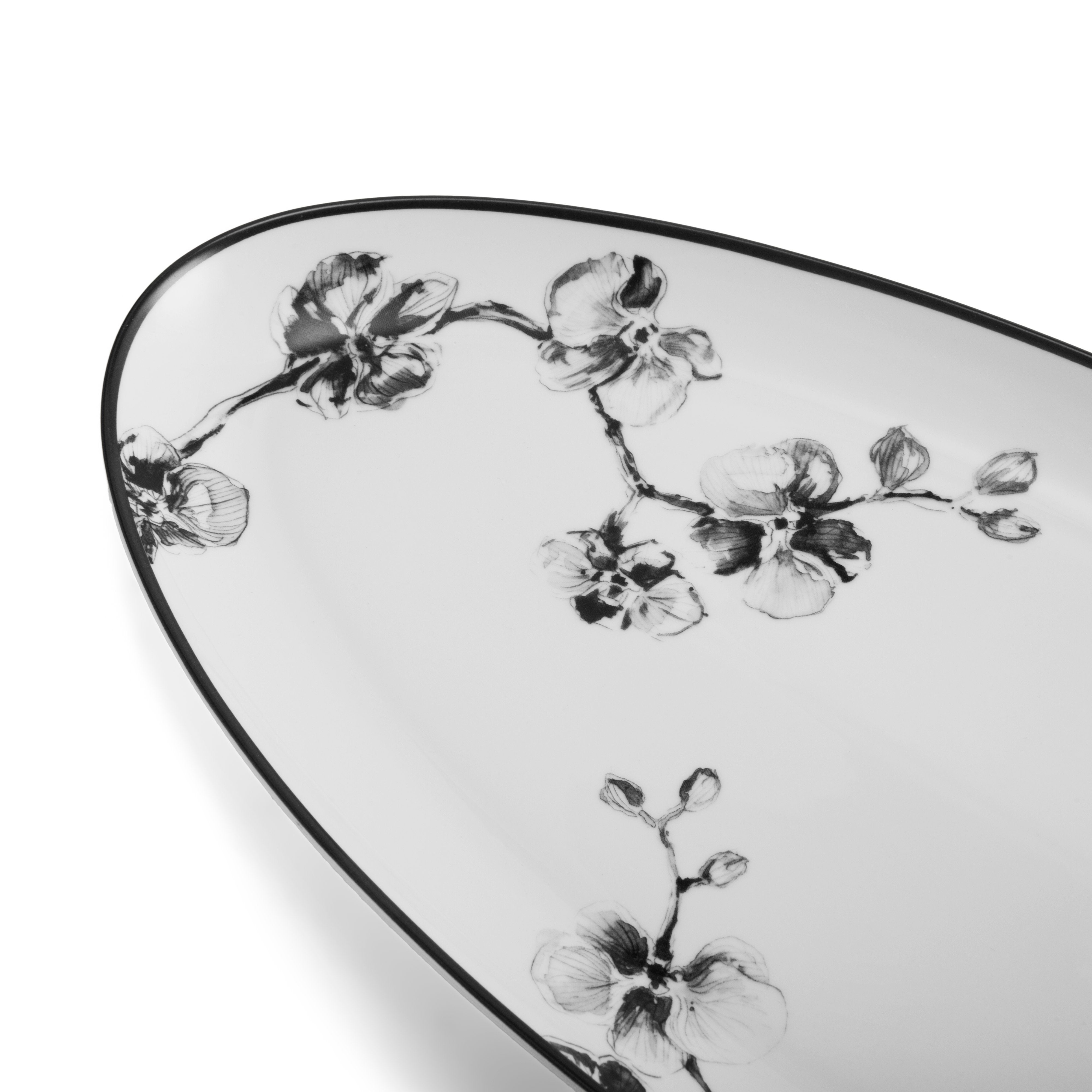 Elegant Black Orchid Serving Platter - Large Decorative Tray for Entertaining, Dining, and Home Decor - Perfect for Parties, Weddings, and Holiday Gatherings